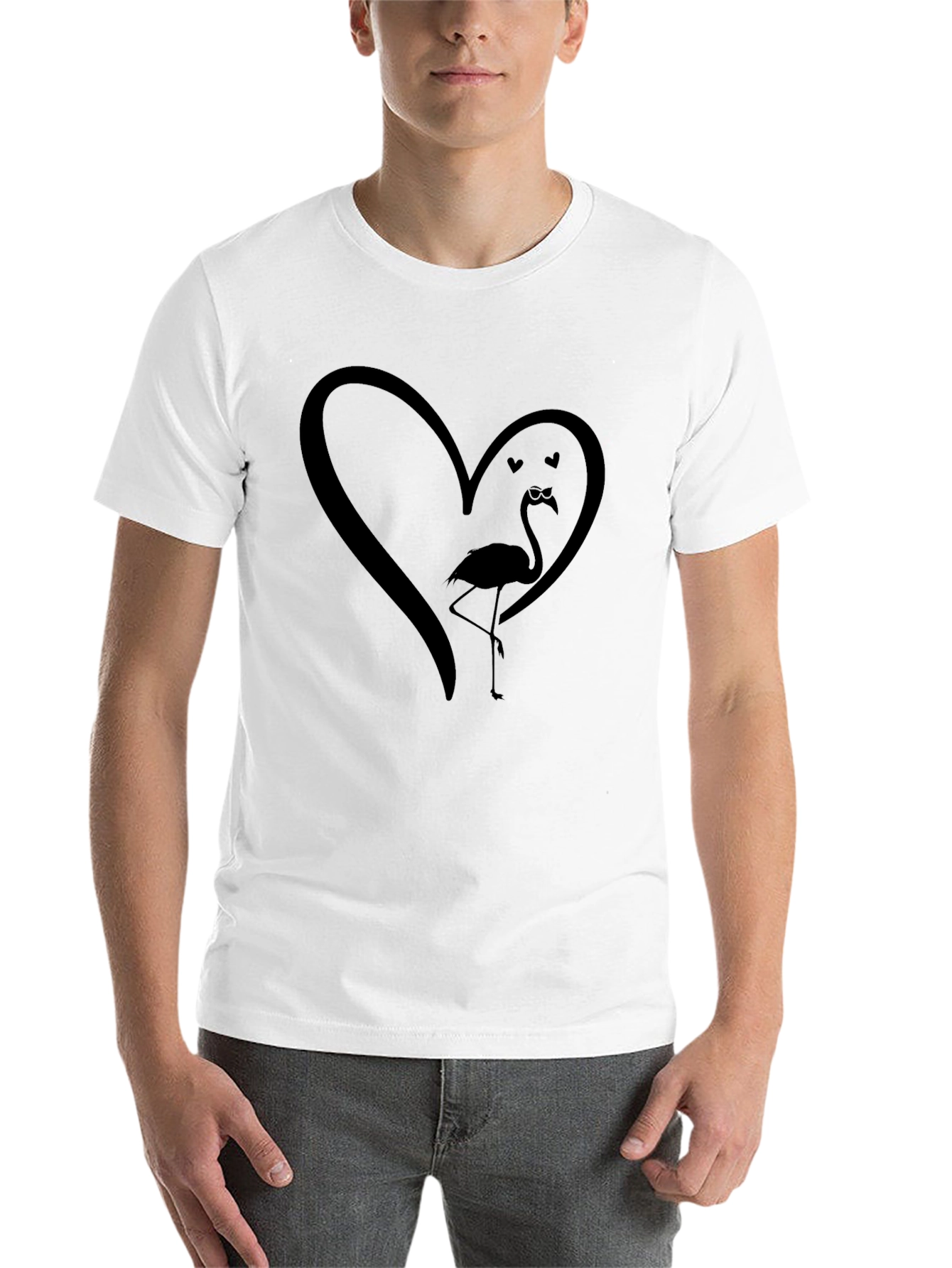Black Flamingo Heart Graphic Tee - Unique Design view 14