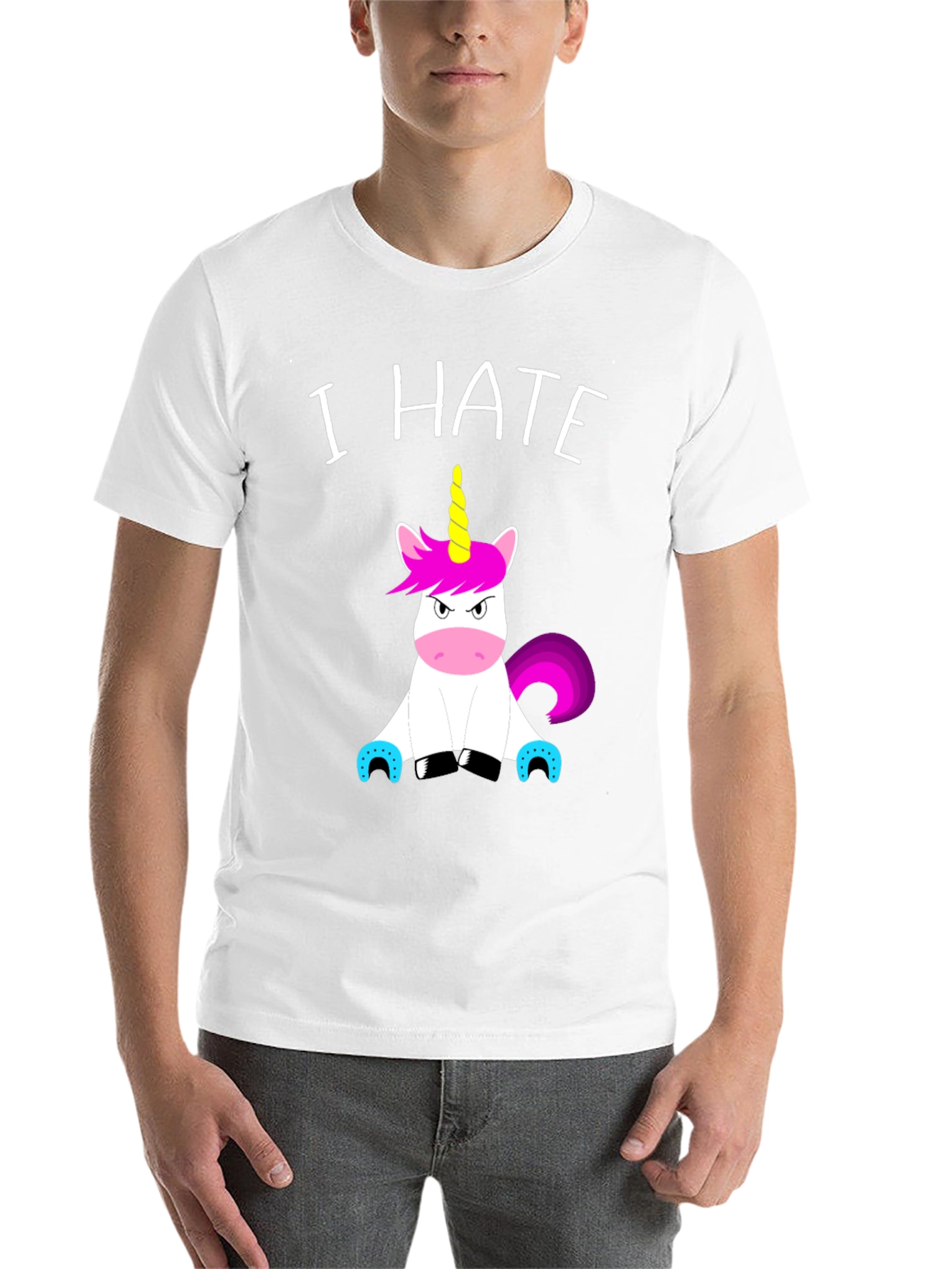Black I Hate Unicorns Graphic Tee - Funny Sarcastic Shirt view 14