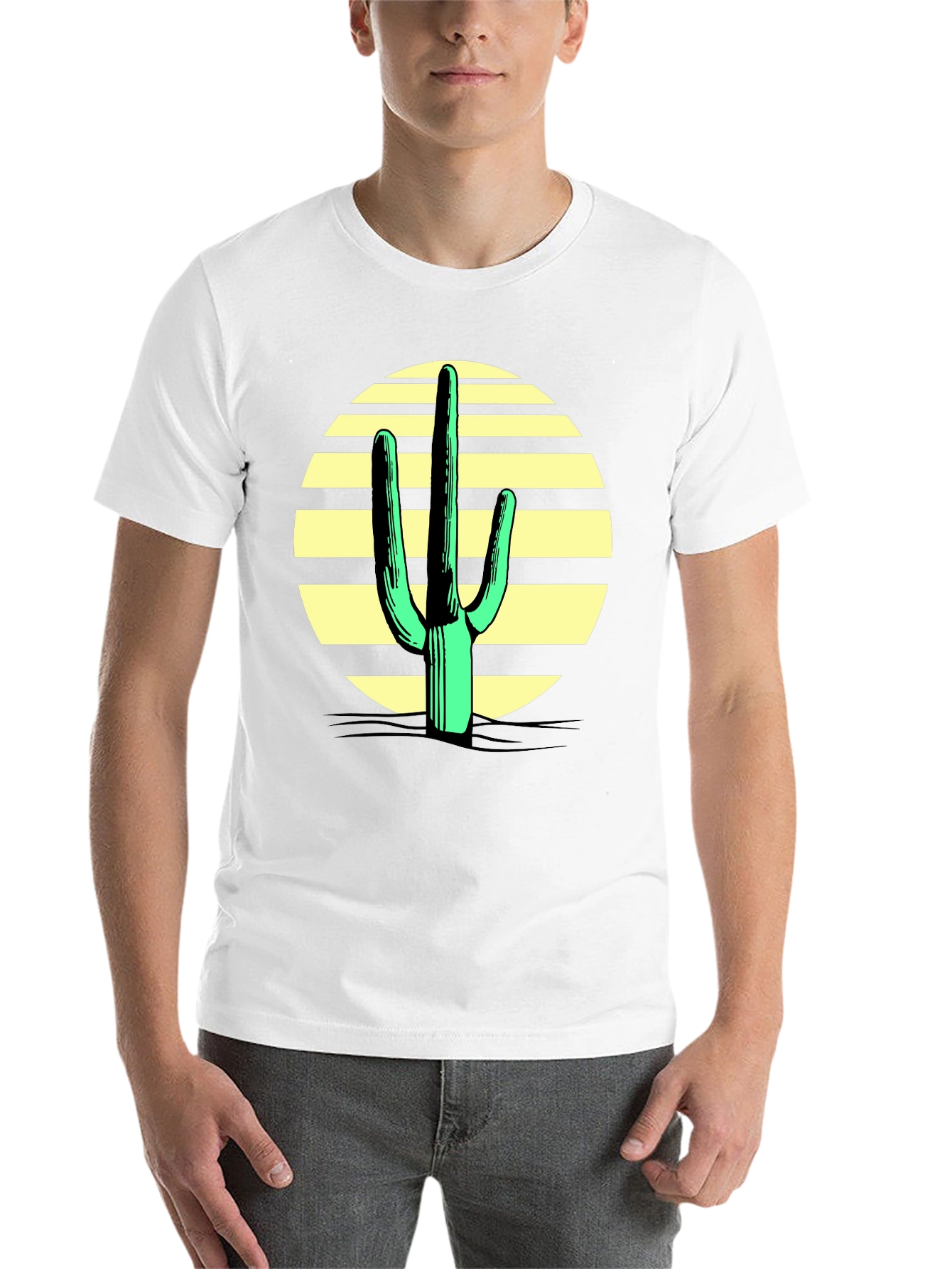 Black Cactus Sunset Graphic Tee - Black Cotton Blend view 14