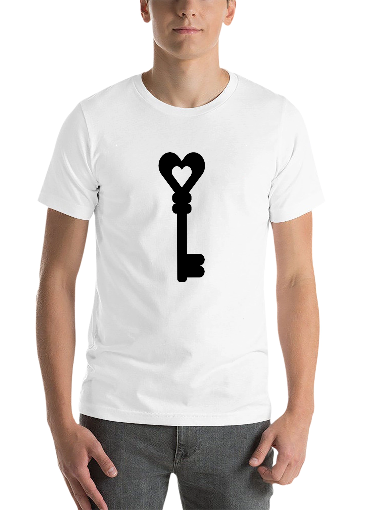 Black Heart Key Graphic T-Shirt - Love Unlock Style view 14