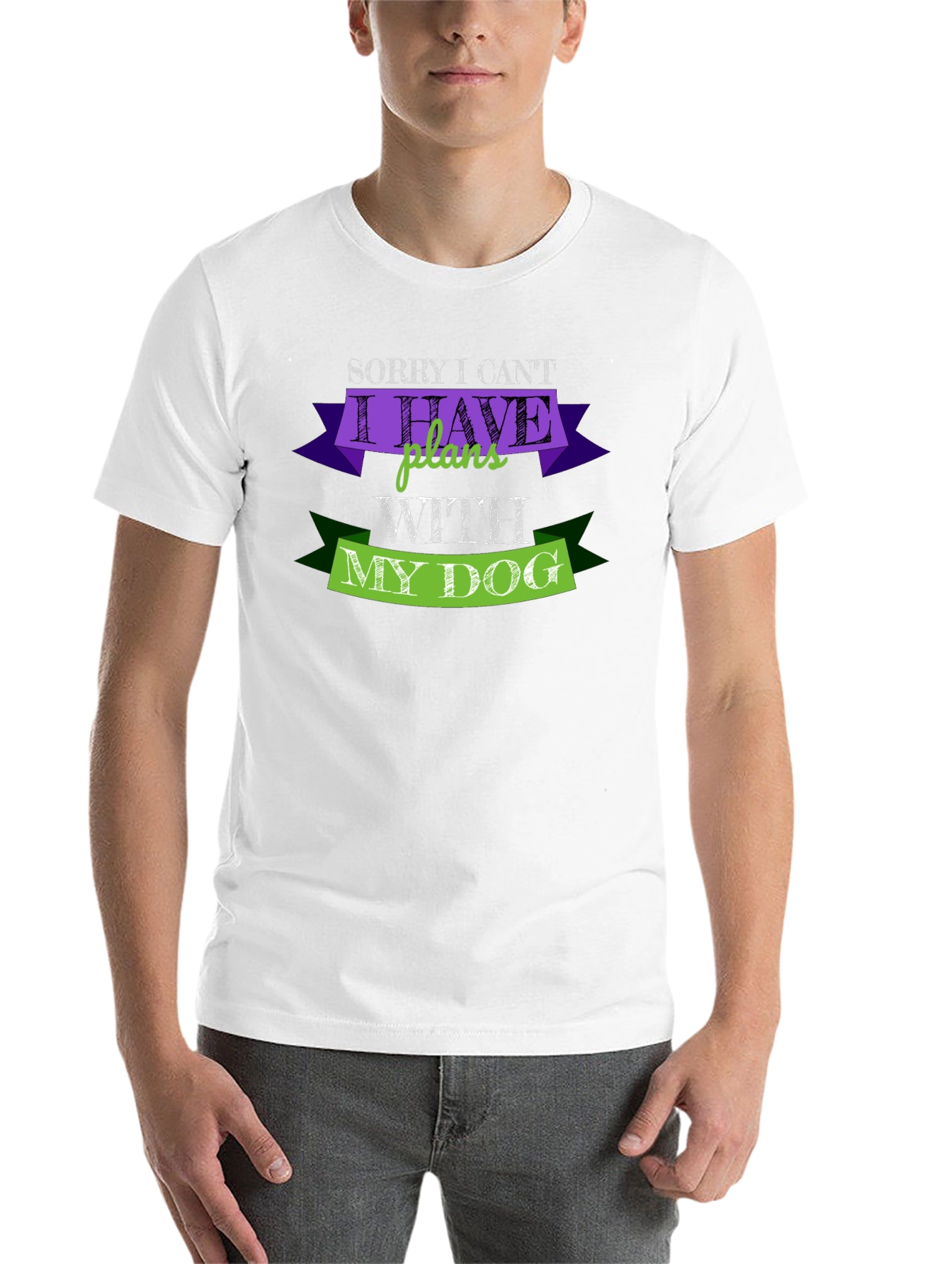 Black Dog Lover T-Shirt: Sorry I Can't Plans With My Dog Black Tee view 14