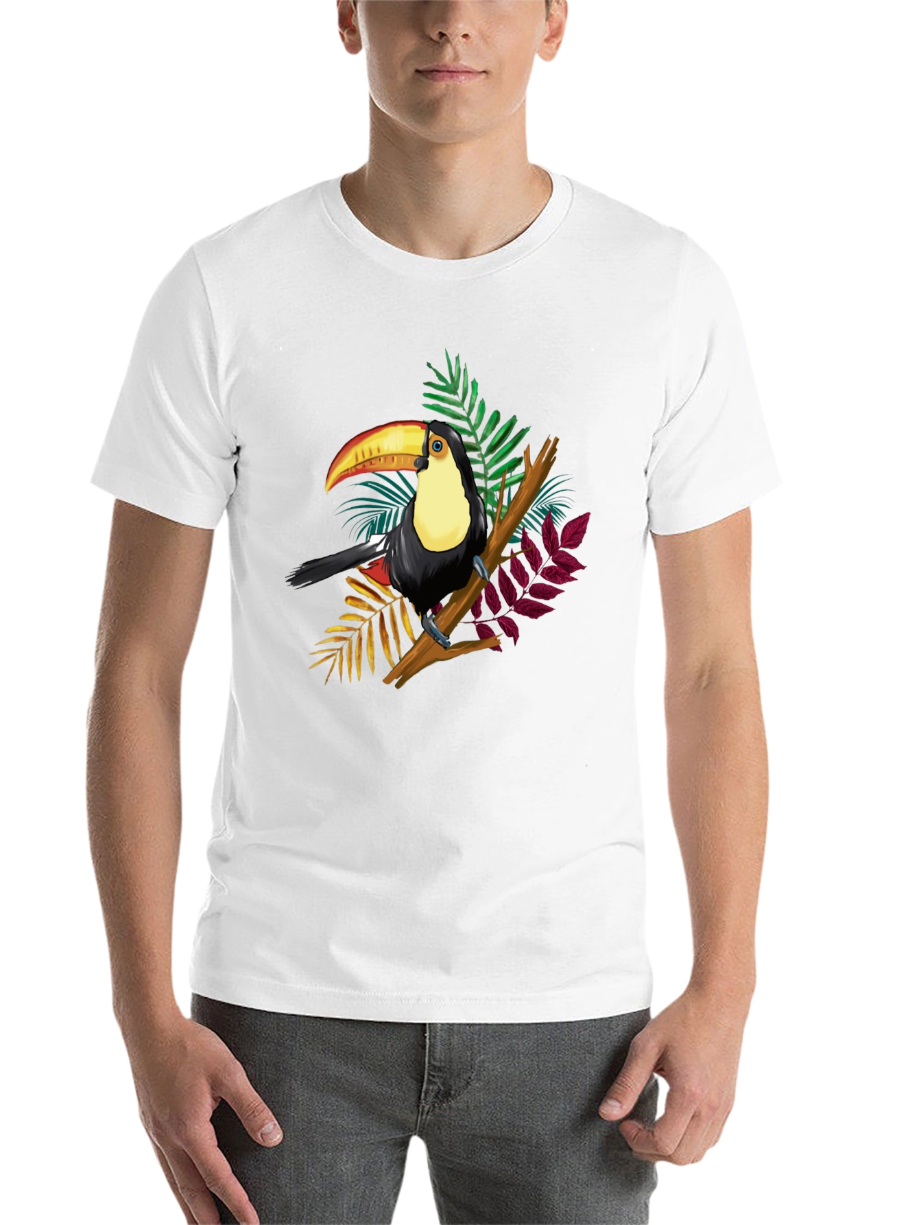 Black Toucan Graphic Tee - Tropical Bird Black T-Shirt view 14