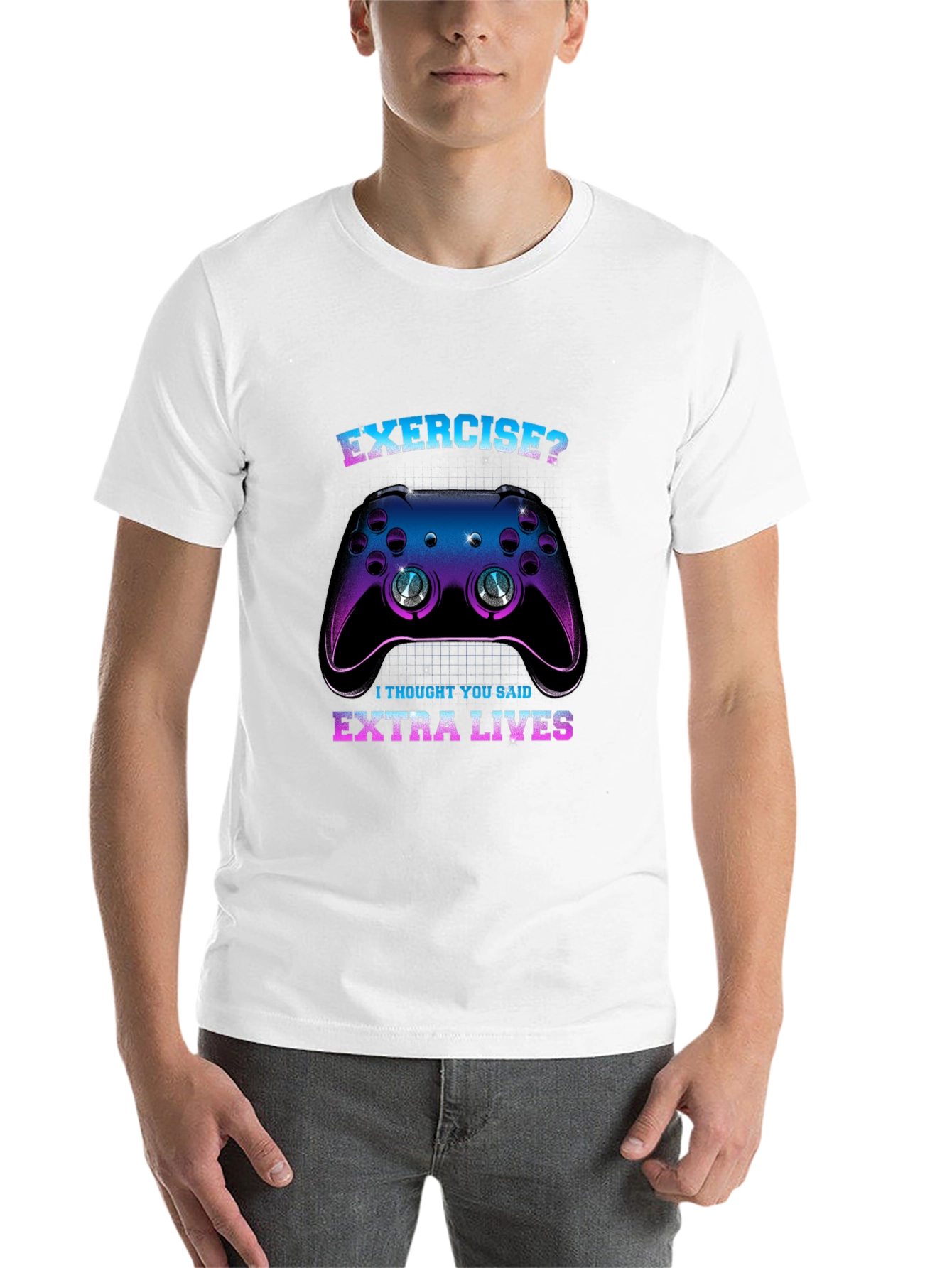 Black Funny Gamer T-Shirt: Exercise? Extra Lives! view 14