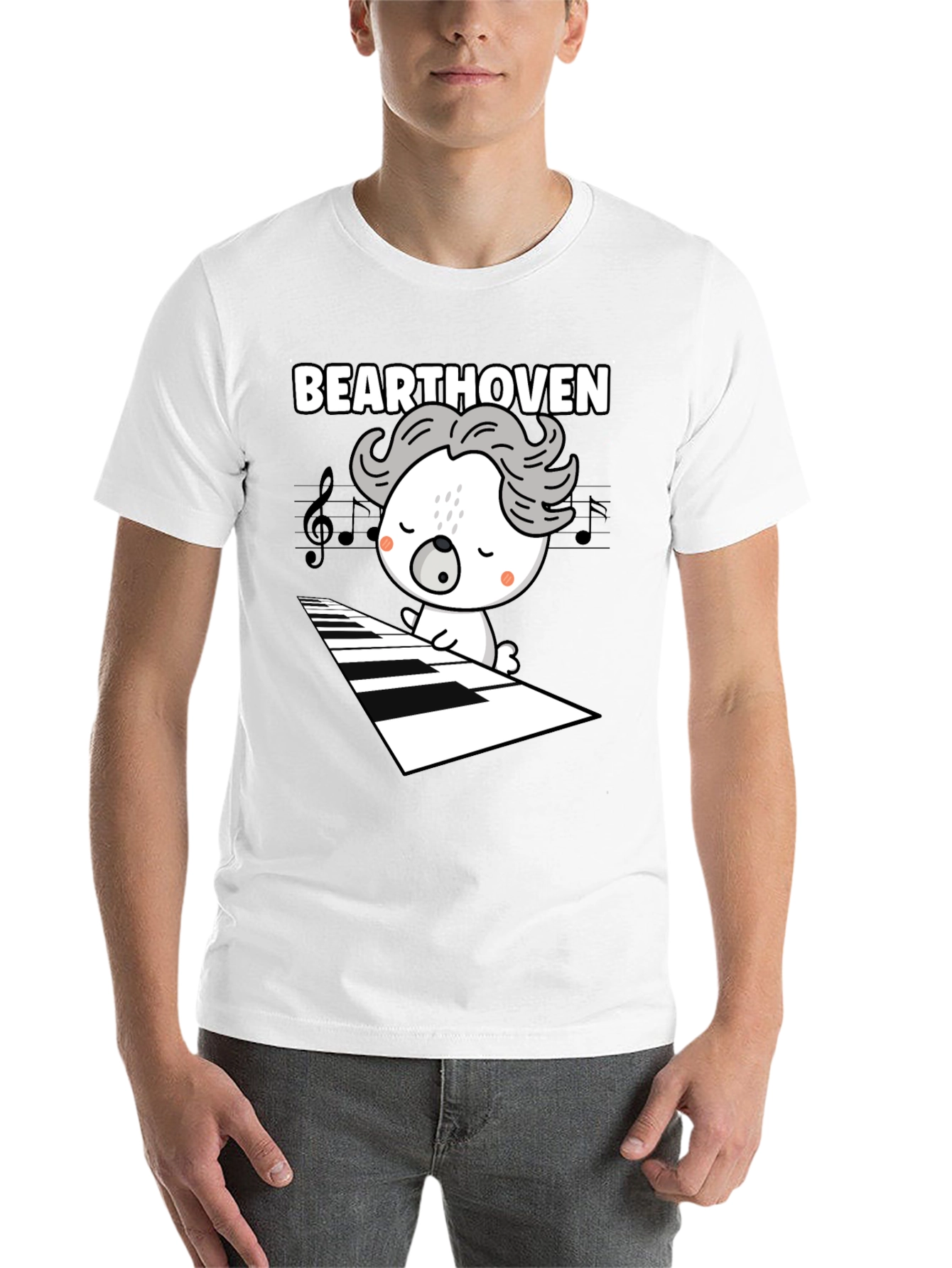 Black Bearthoven Music Lover Graphic Tee view 14