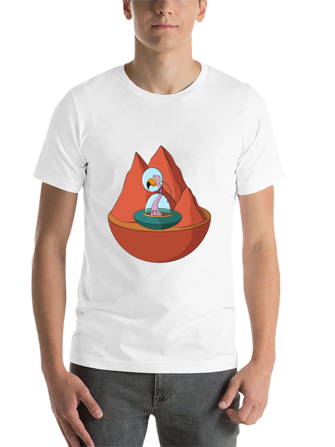 Black Cosmic Flamingo Graphic Tee - Black Cotton Blend view 14