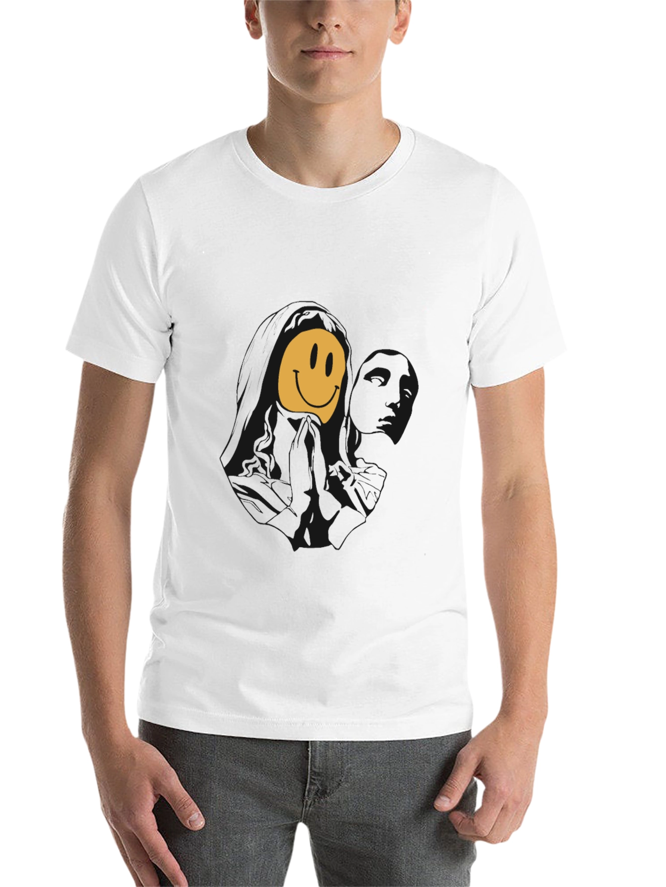 Black Melting Smiley Face Graphic Tee - Black view 14