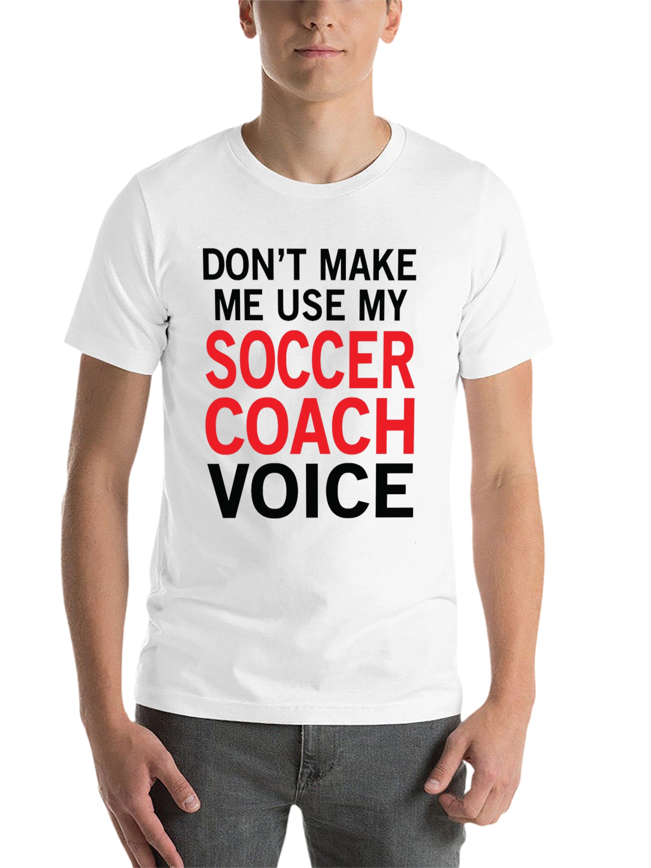 Black Soccer Coach Voice T-Shirt - Funny Coaching Tee view 14