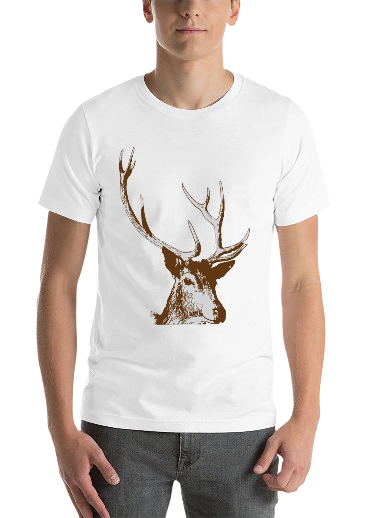 Black Men's Black Deer Graphic T-Shirt view 14