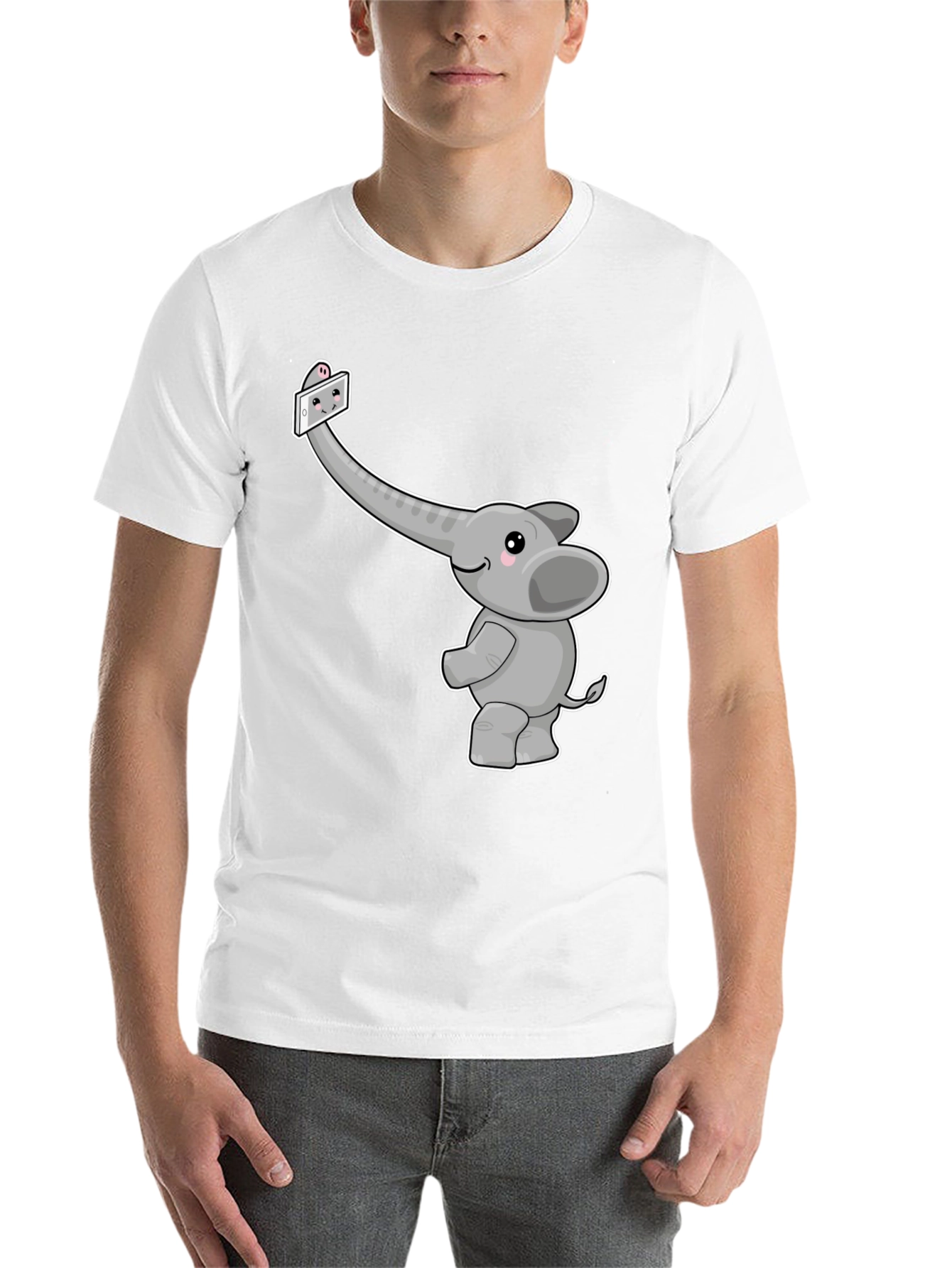 Black Elephant Selfie Graphic Tee - Cute Animal Shirt view 14