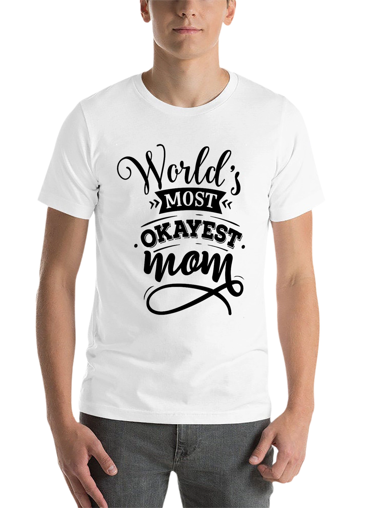 Black World's Okayest Mom Black T-Shirt view 14