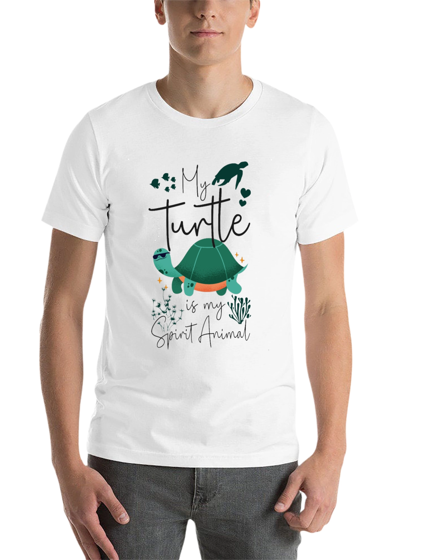 Black Cool Turtle Graphic Tee - Black Casual T-Shirt view 14