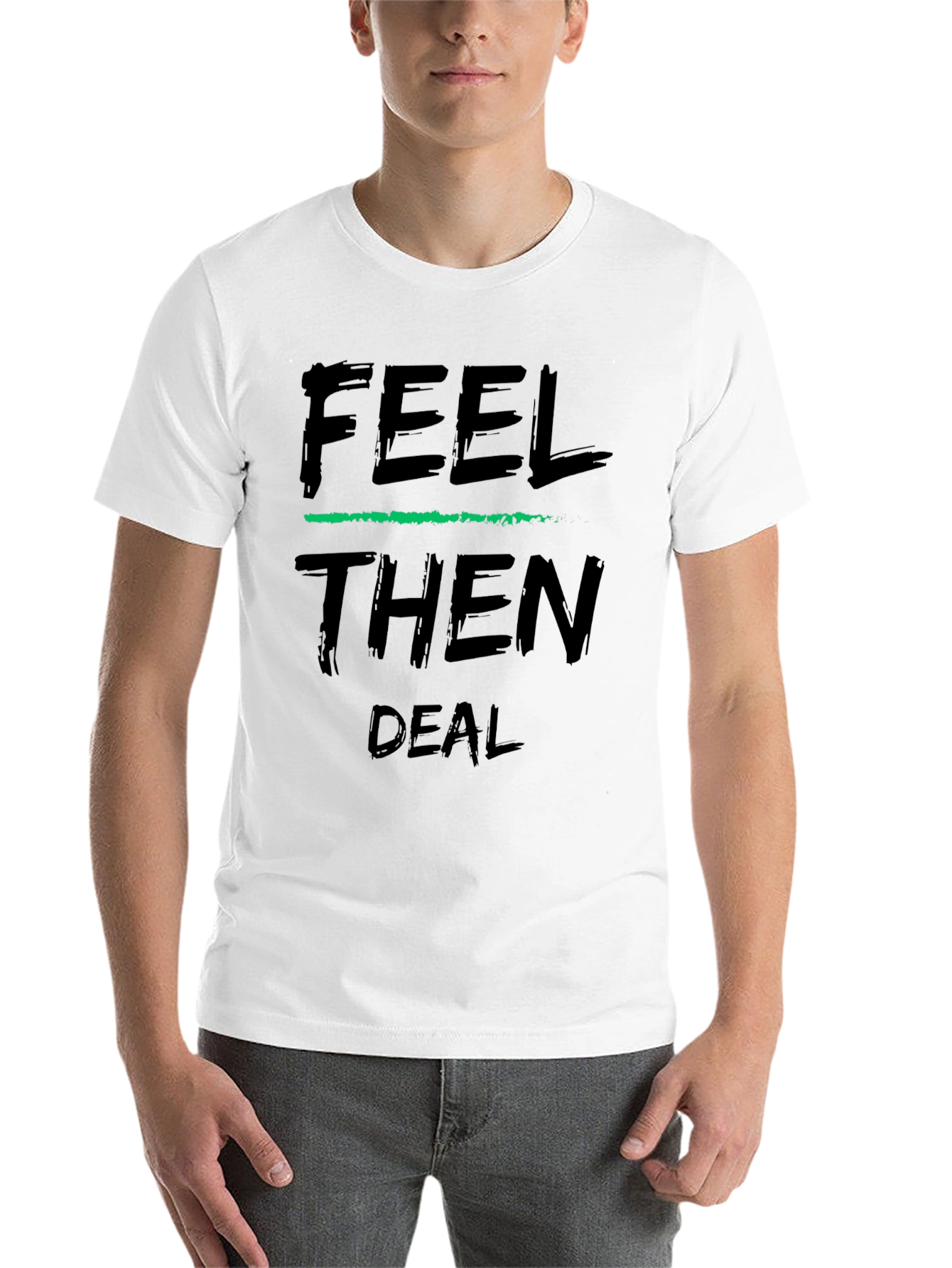Feel Then Deal Black Graphic Tee - 14