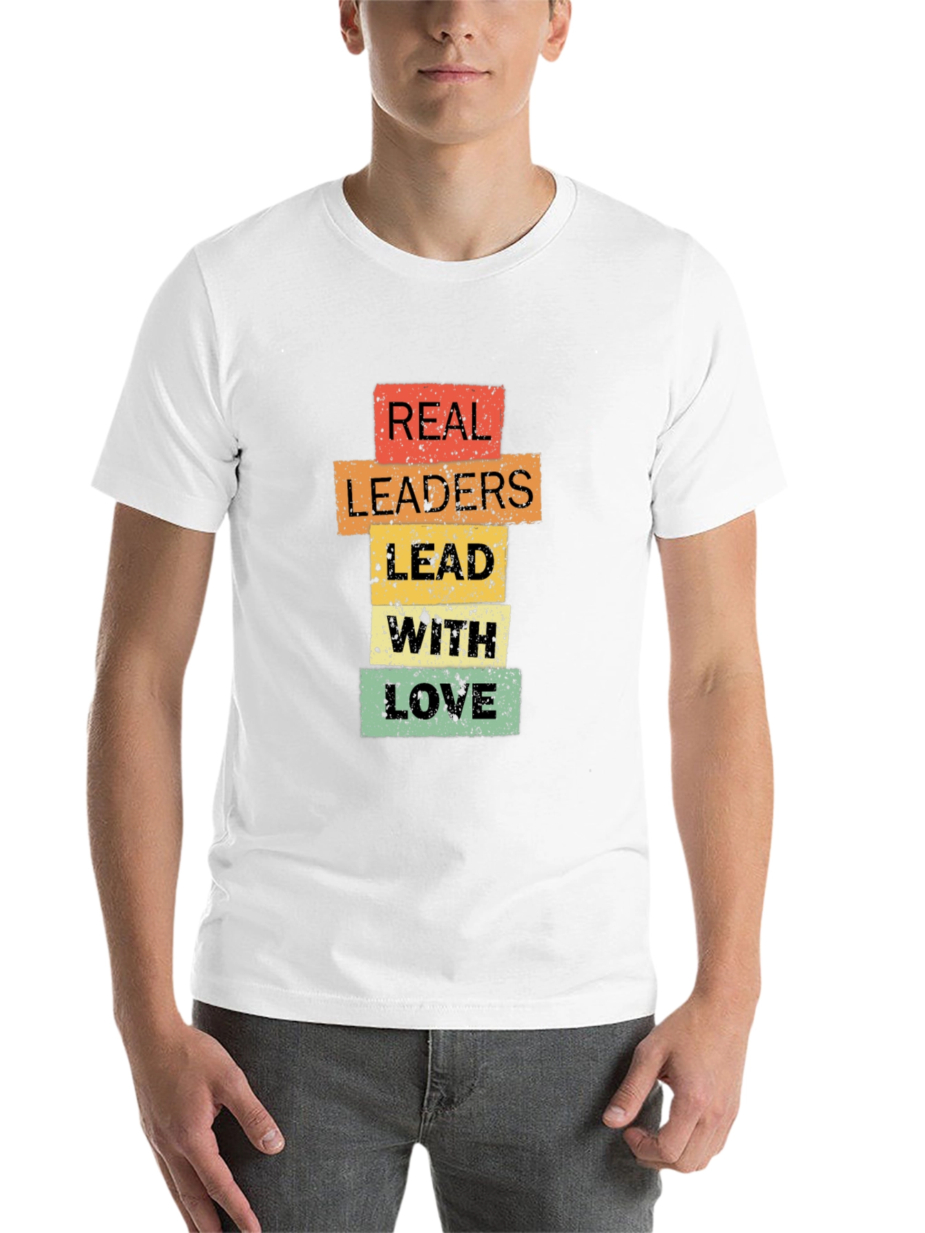 Black Real Leaders Lead With Love T-Shirt - Positive Message Tee view 14