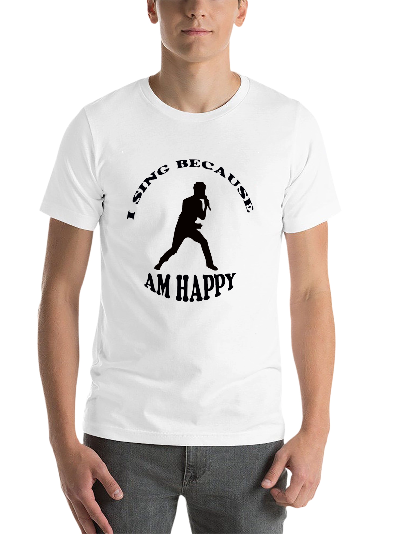 Black I Sing Because I Am Happy Graphic Tee view 14