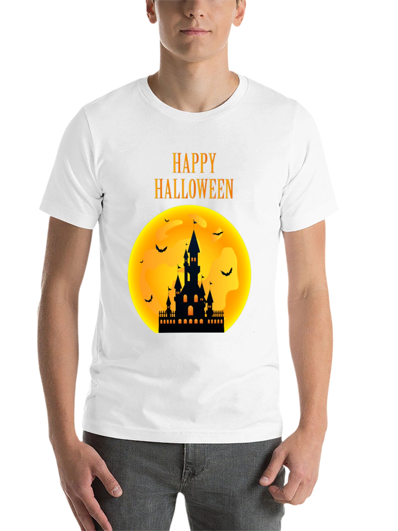 Black Happy Halloween Castle T-Shirt view 14