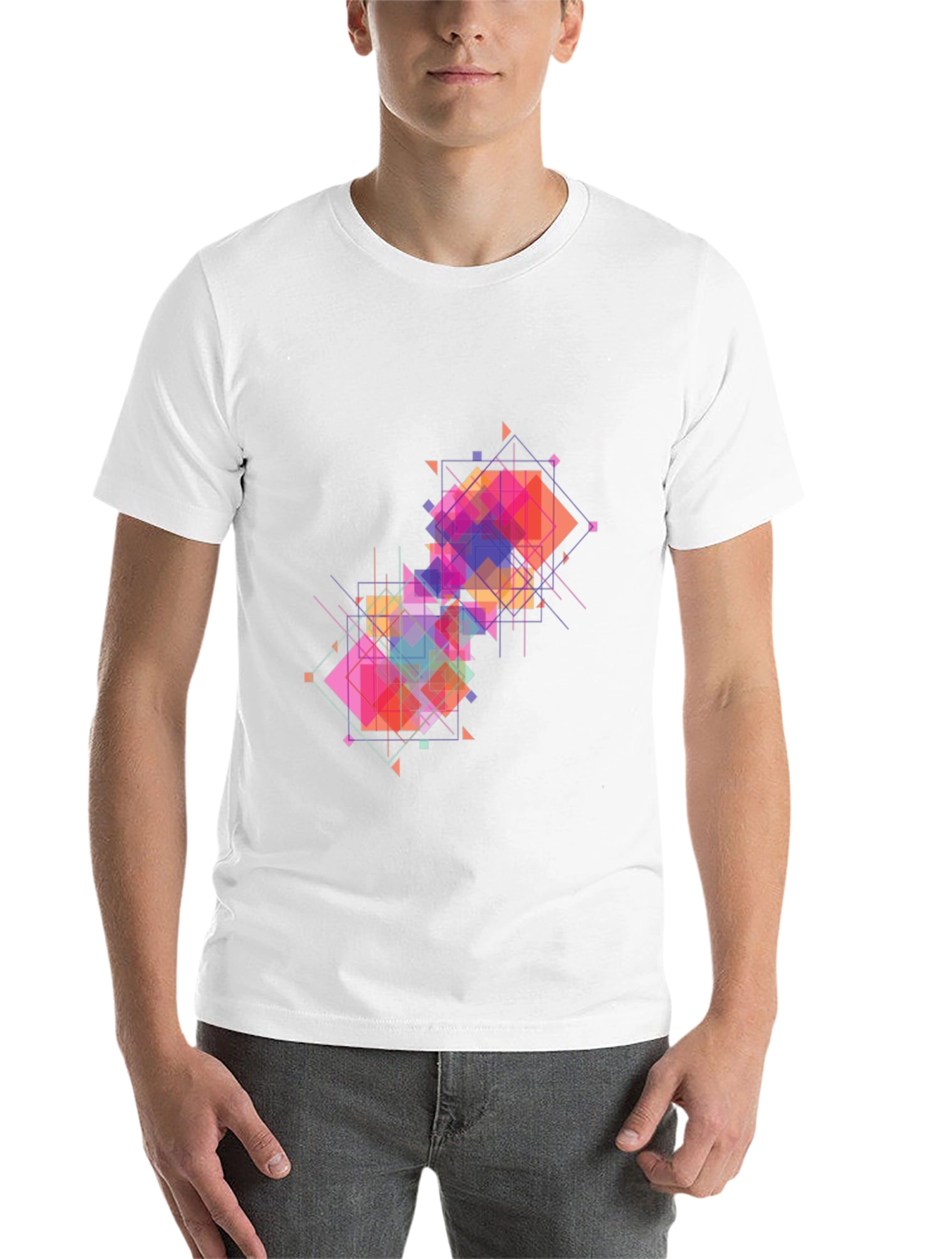 Black Geometric Pattern Graphic Tee - Modern Art Shirt view 14