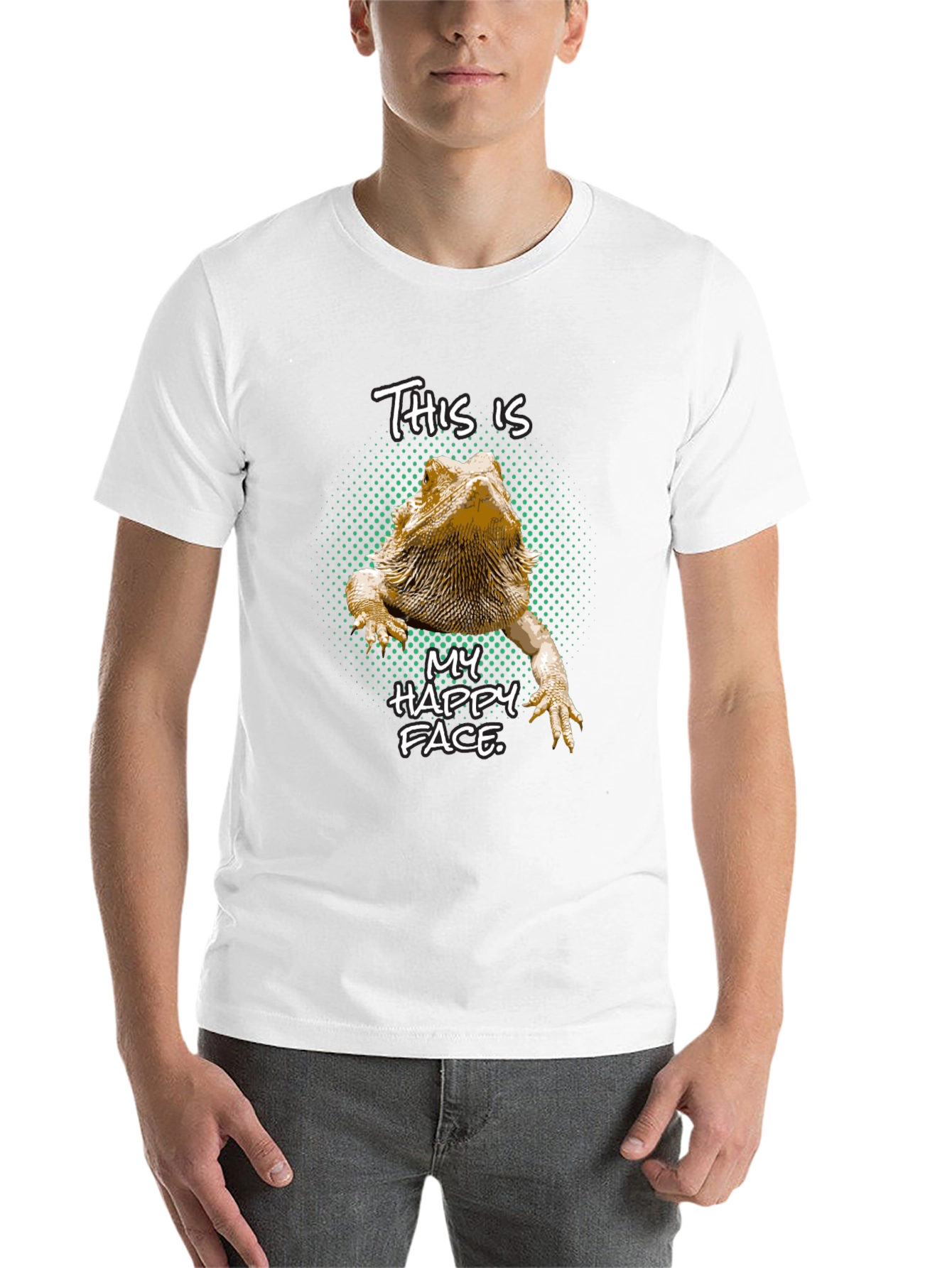 Black Bearded Dragon T-Shirt: This is My Happy Face view 14