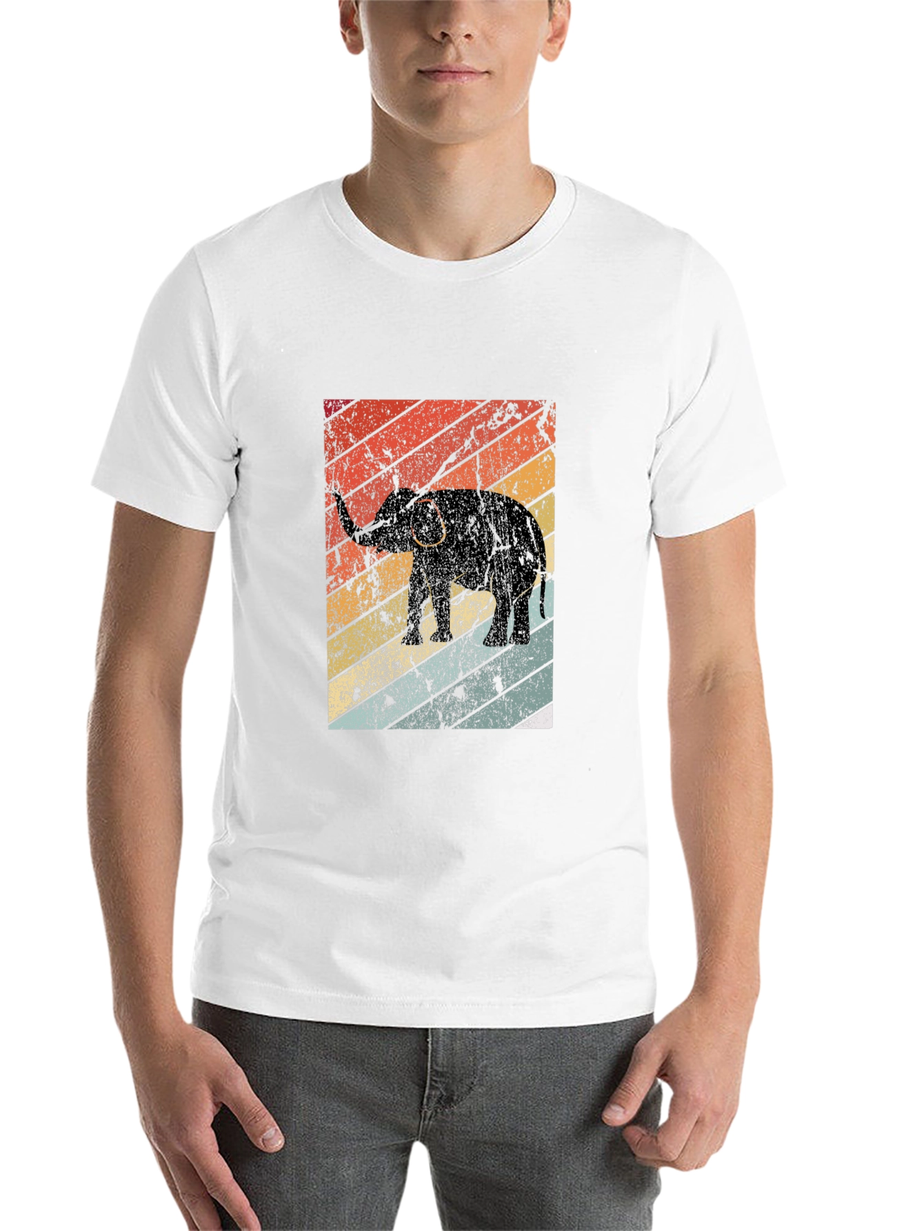Black Retro Elephant Graphic T-Shirt - Stylish Cotton Tee view 14