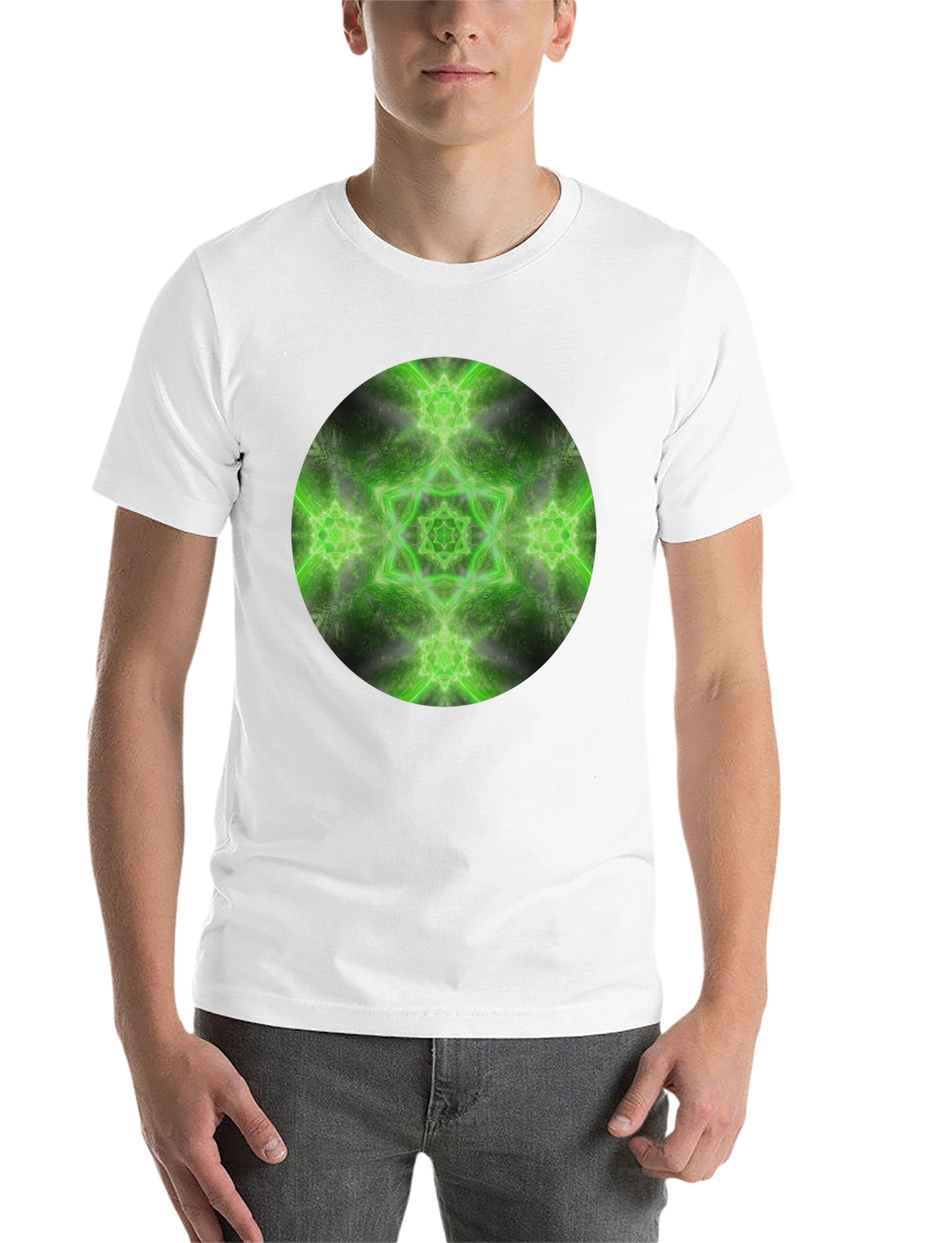 Black Green Mandala Graphic Tee - Men's Black T-Shirt view 14