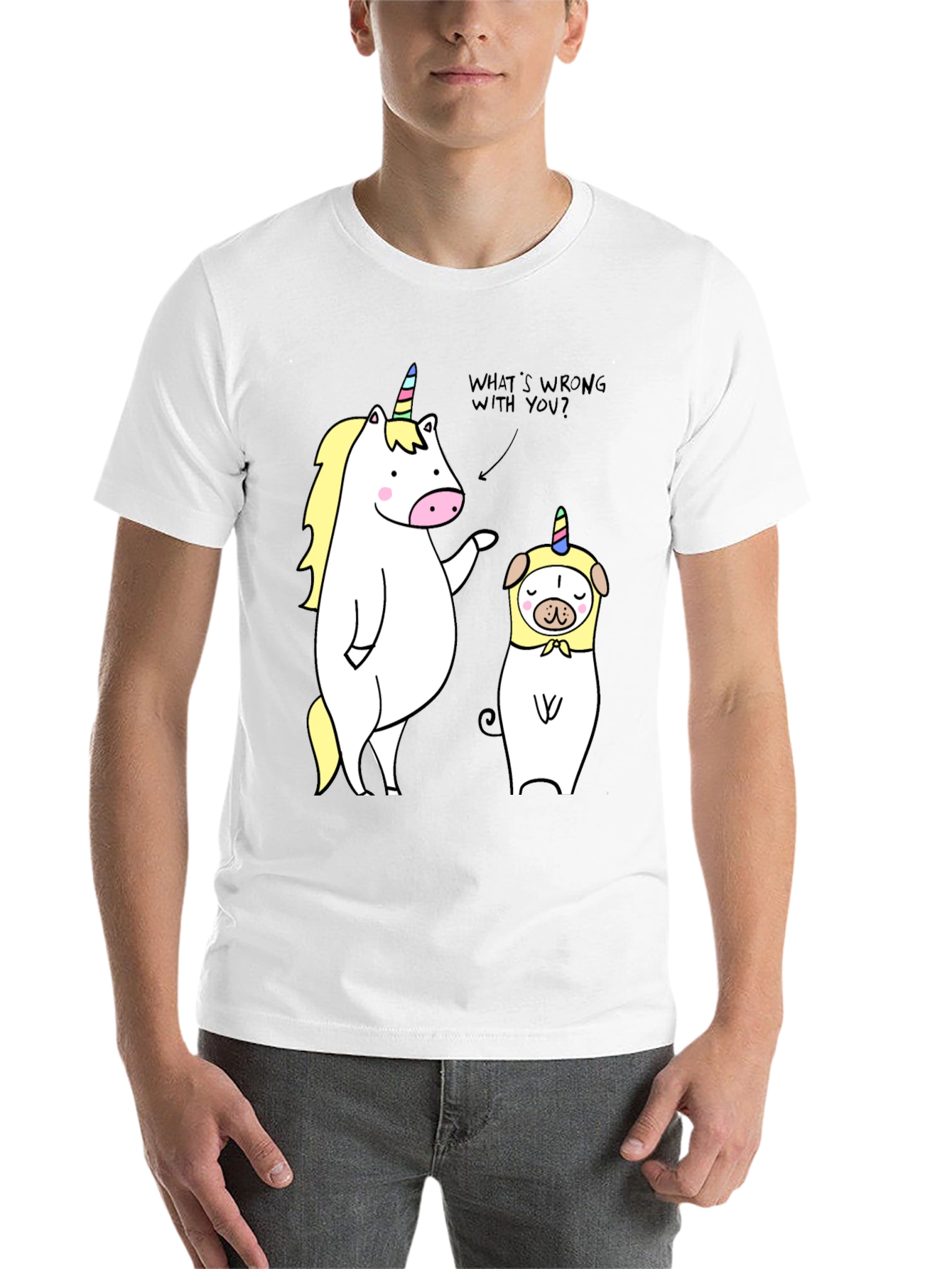 Black Unicorn & Pug Humor Tee - What's Wrong? view 14