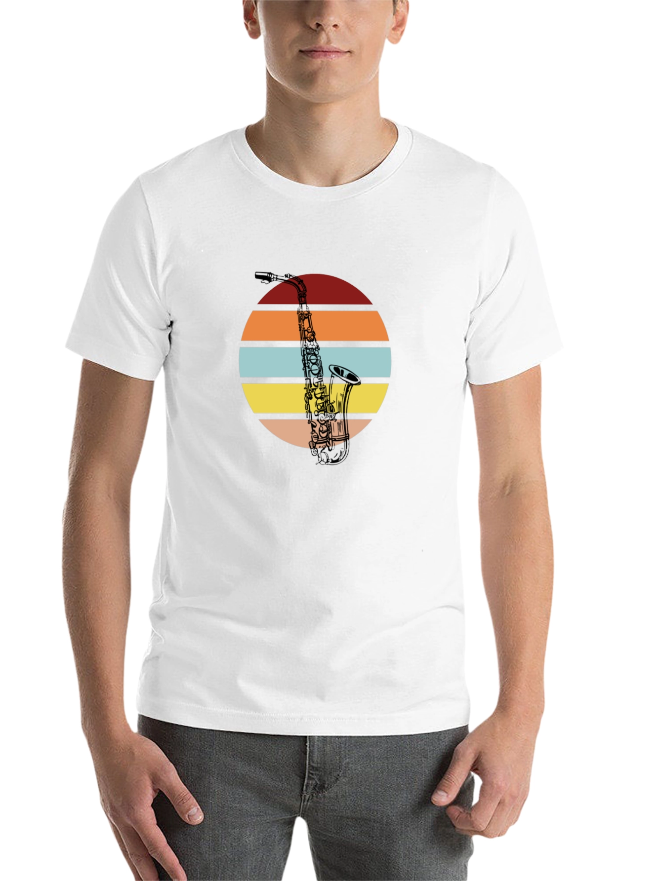 Black Saxophone Sunset Graphic Tee - Vintage Style view 14