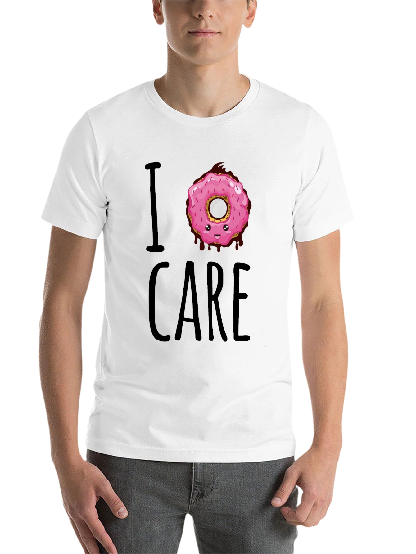 Black I Donut Care T-Shirt - Funny Graphic Tee view 14