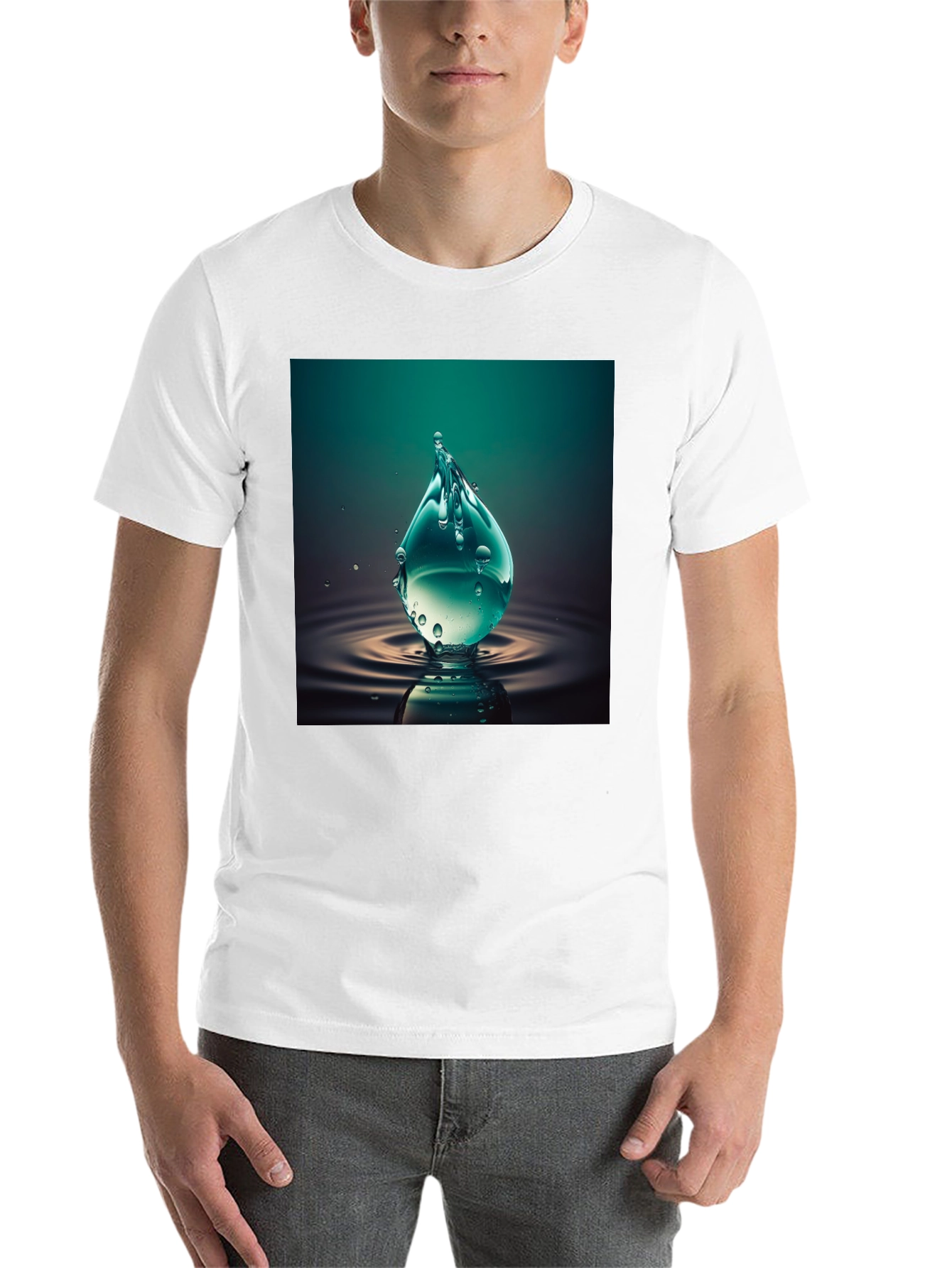 Black Water Drop Graphic Tee - Cool Black T-Shirt view 14