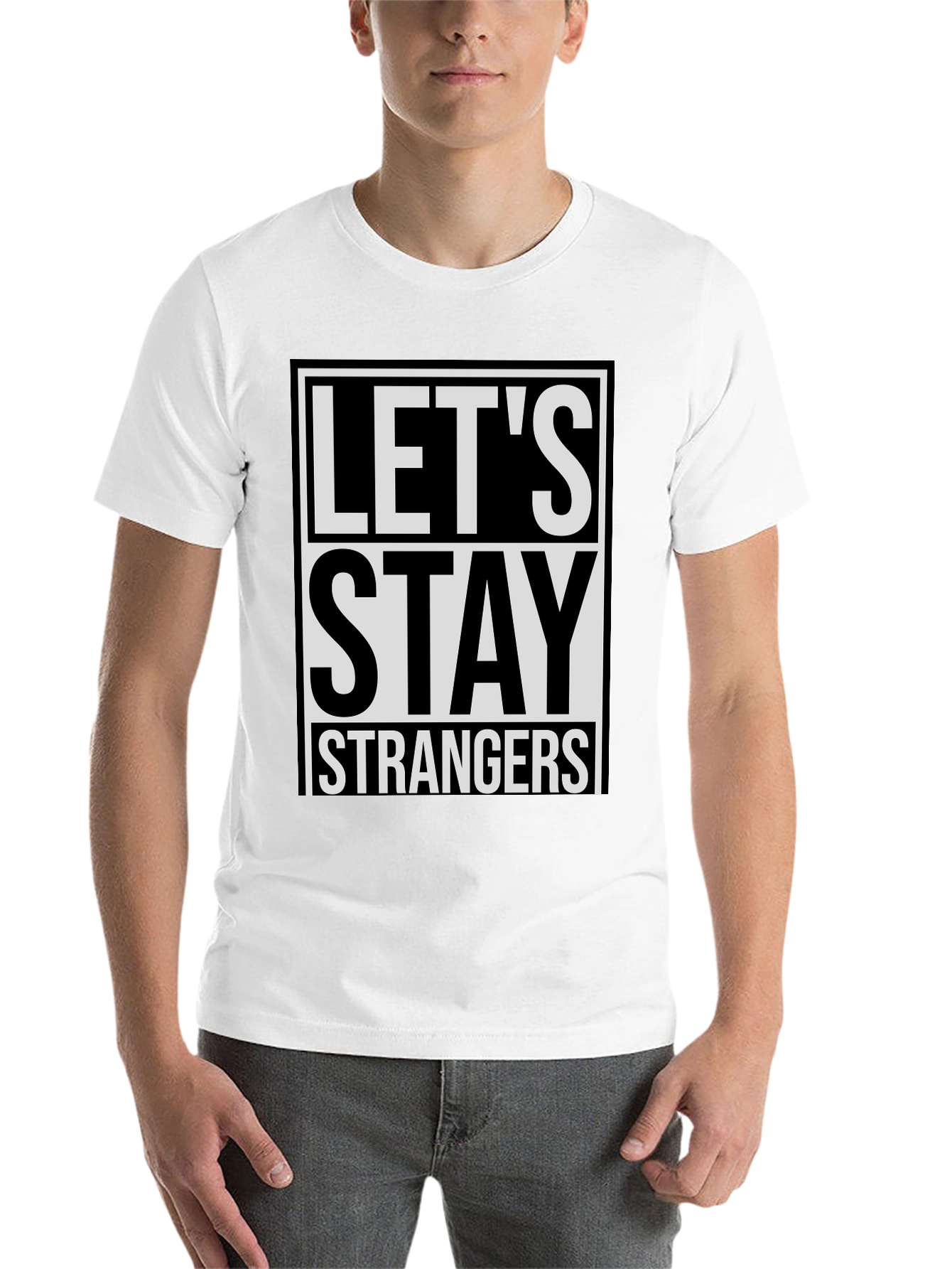 Black Let's Stay Strangers Graphic Tee - Casual Style view 14