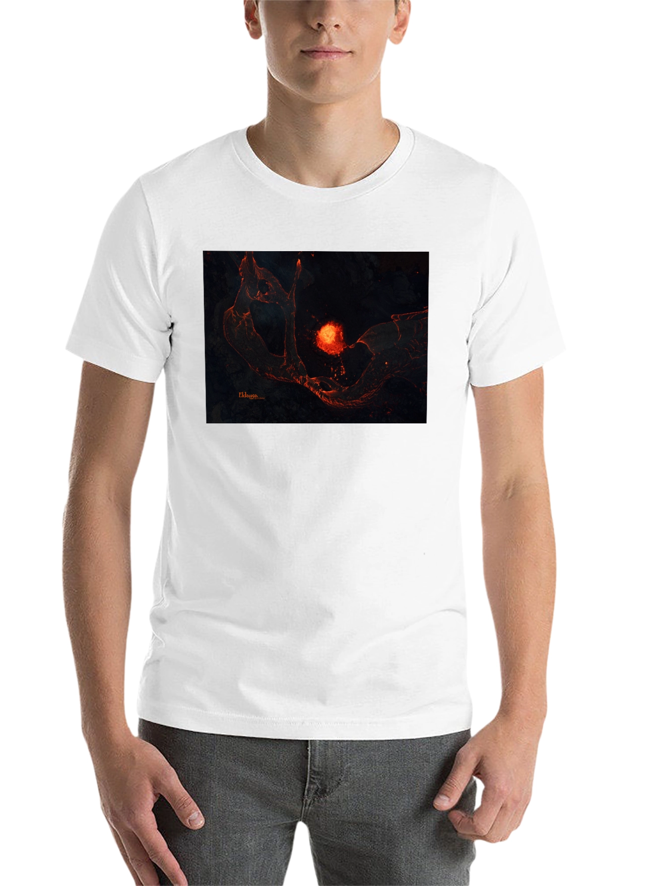 Black Lava Landscape Graphic Black T-Shirt view 14