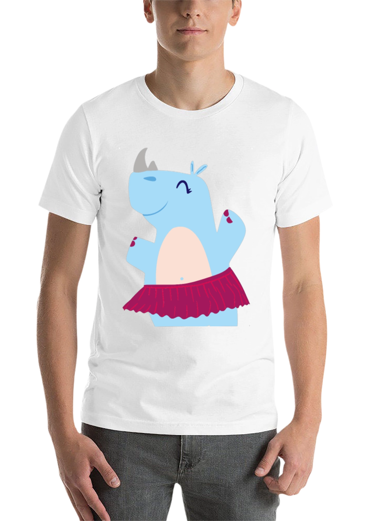 Black Dancing Rhino T-Shirt - Cute Cartoon Tee view 14