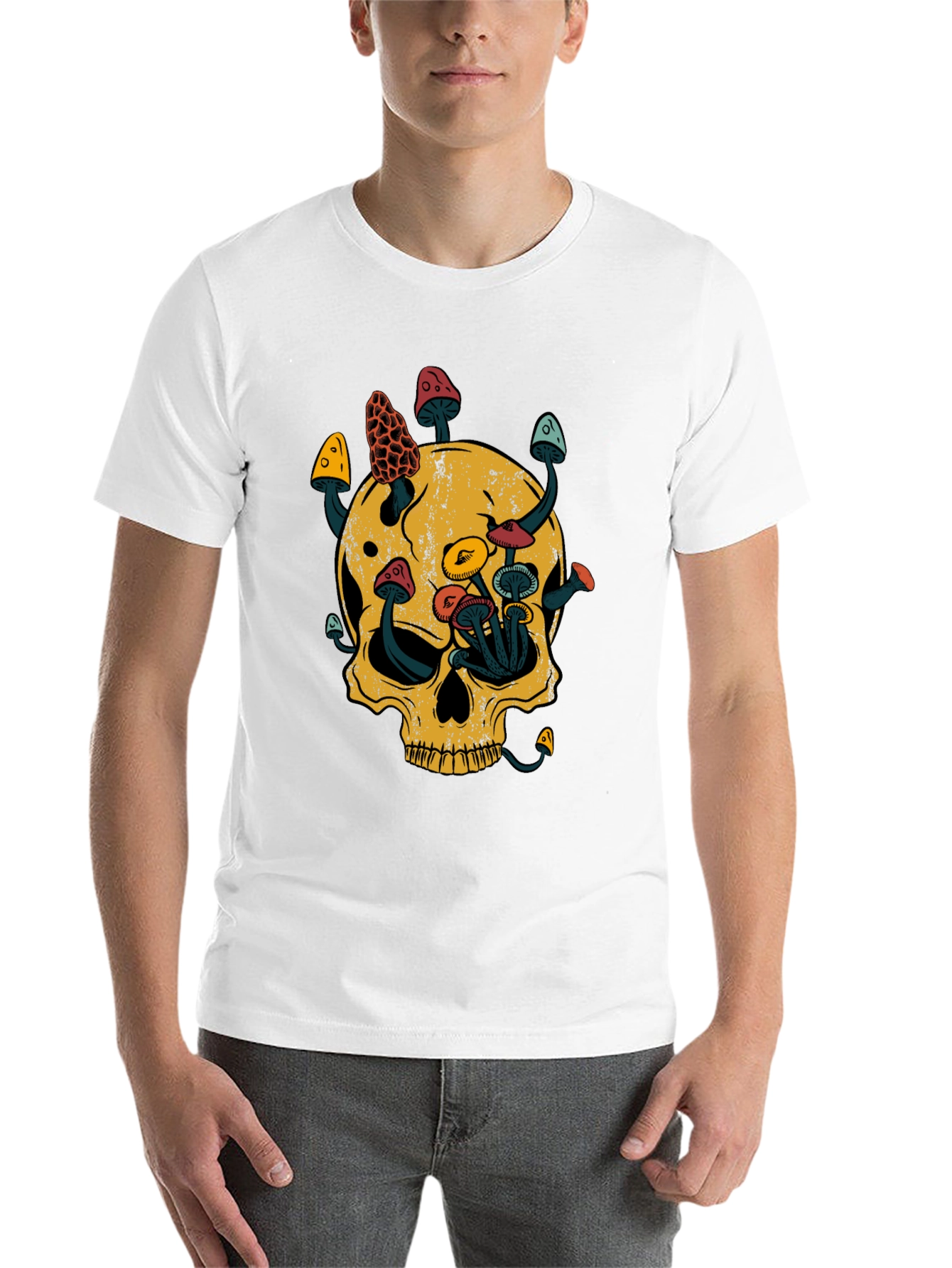 Black Skull & Mushroom Graphic Tee - Black view 14