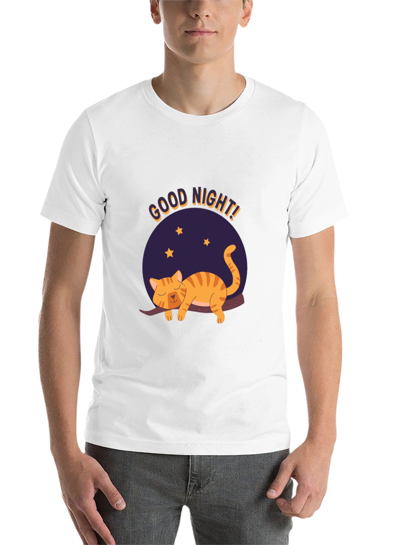 Black Good Night Cat Graphic T-Shirt - Black view 14