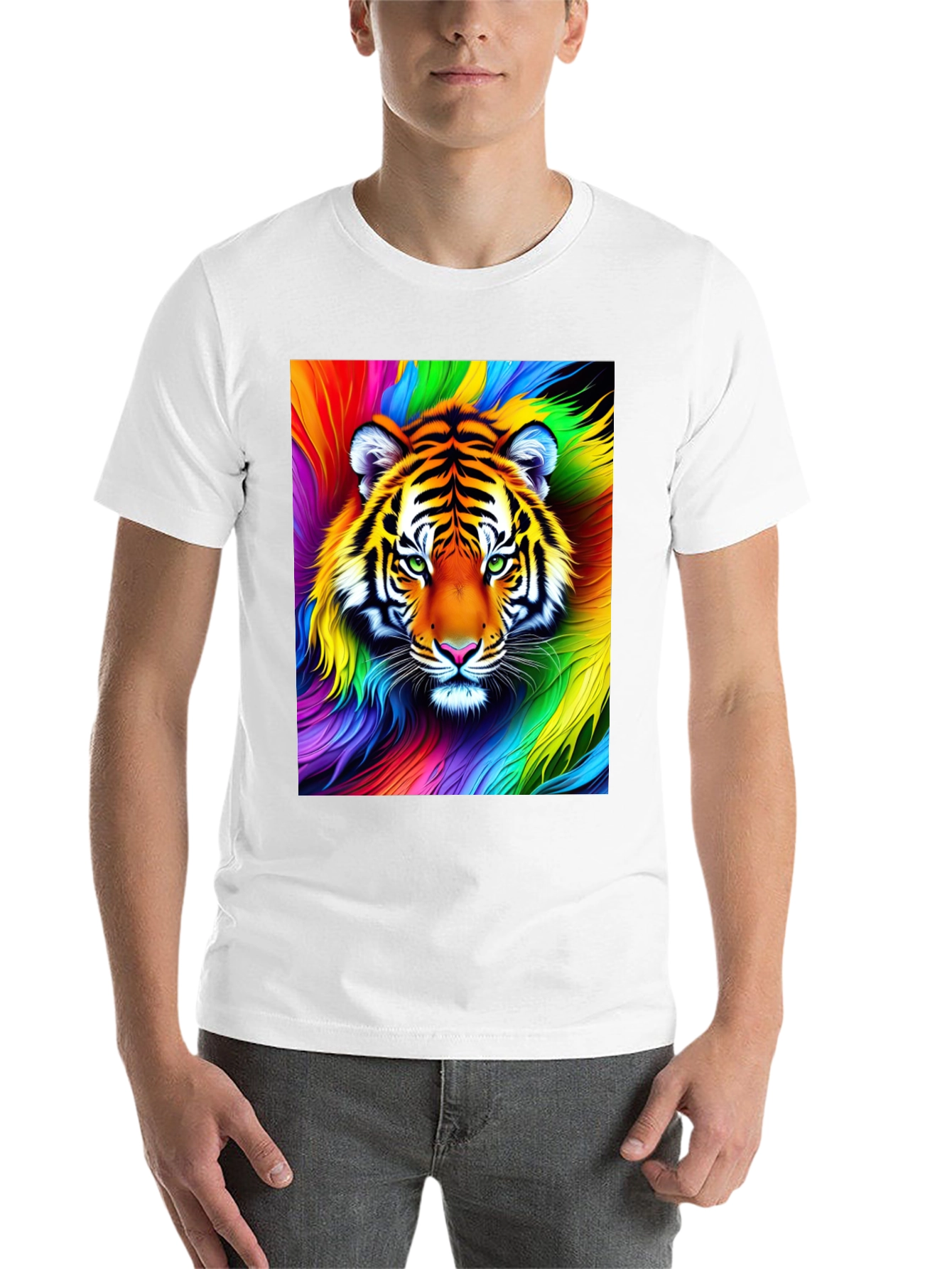 Black Rainbow Tiger Graphic Tee - Vibrant Unisex Shirt view 14