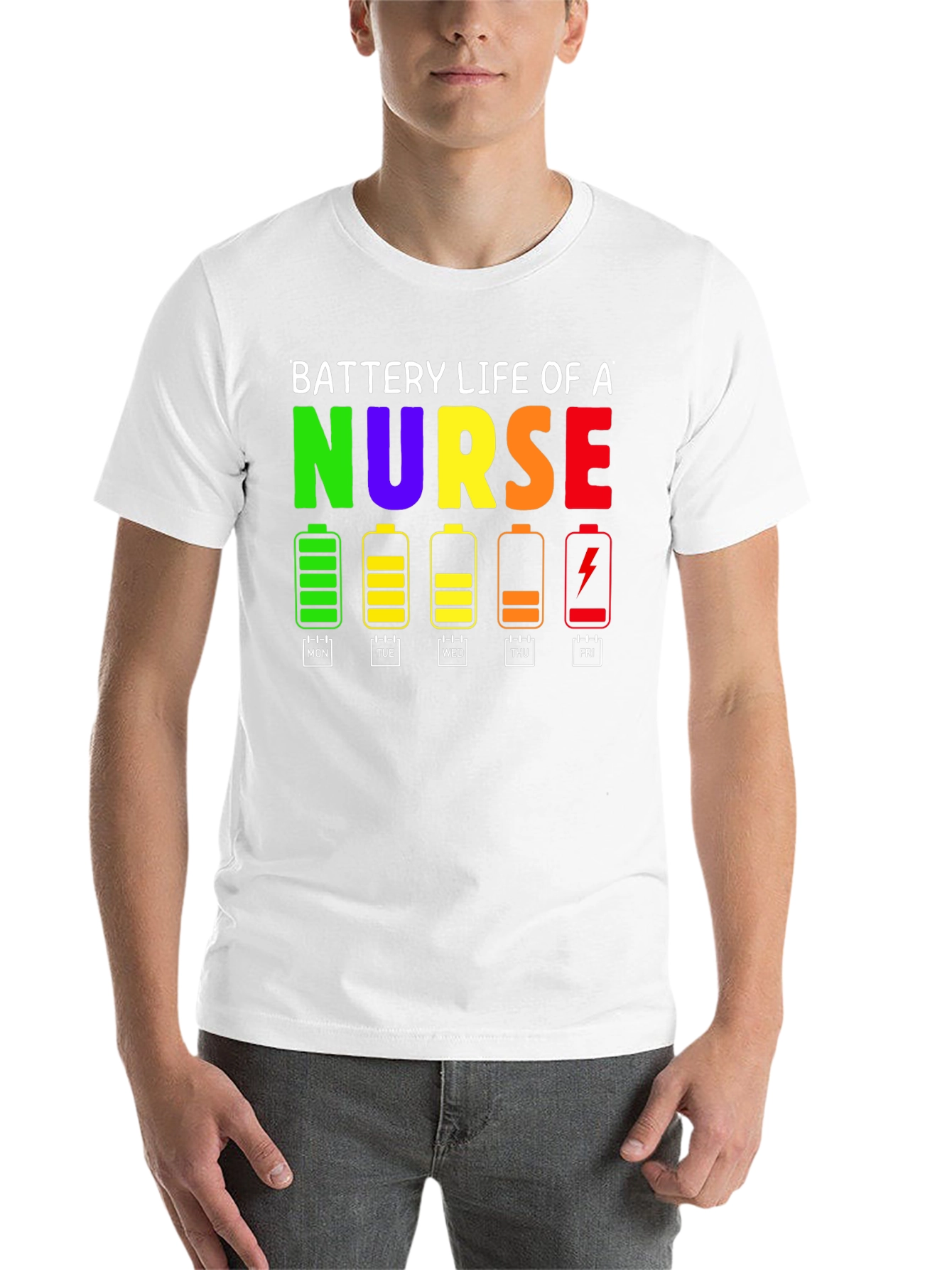Black Battery Life of a Nurse T-Shirt view 14