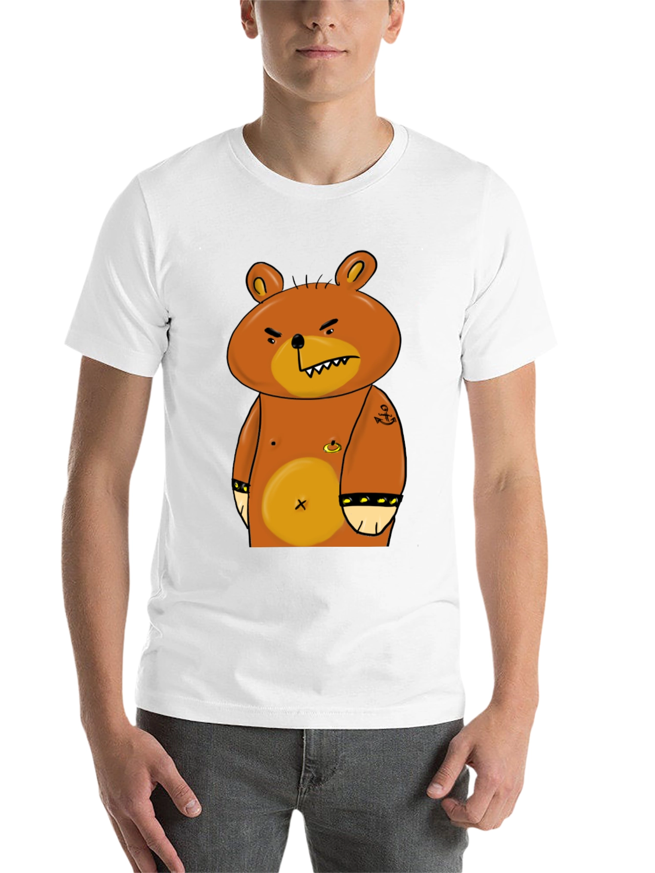 Black Angry Cartoon Bear Graphic T-Shirt view 14