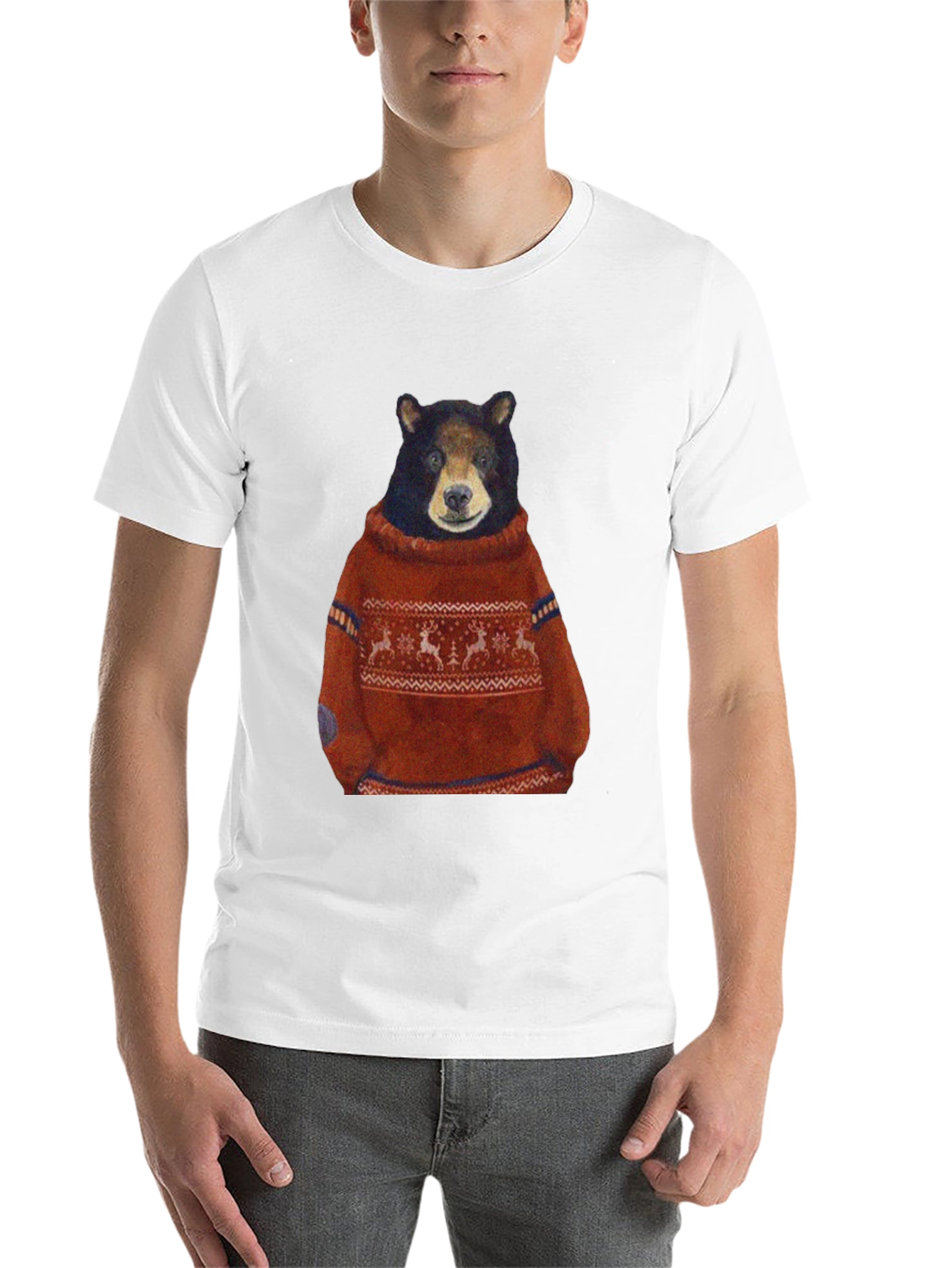 Black Bear in Sweater Graphic T-Shirt - Unique Design view 14