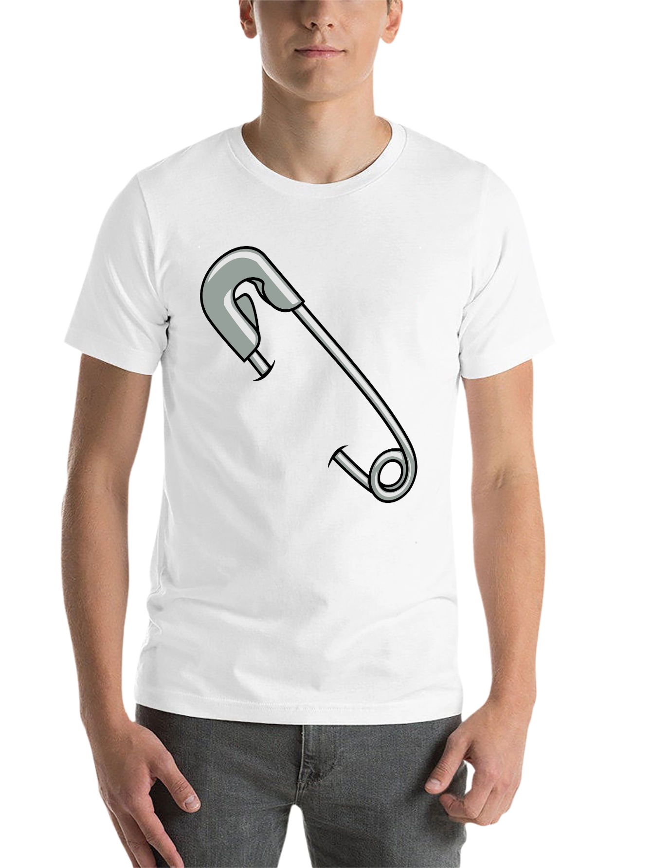 Black Safety Pin Graphic T-Shirt - Unisex Casual Tee view 14