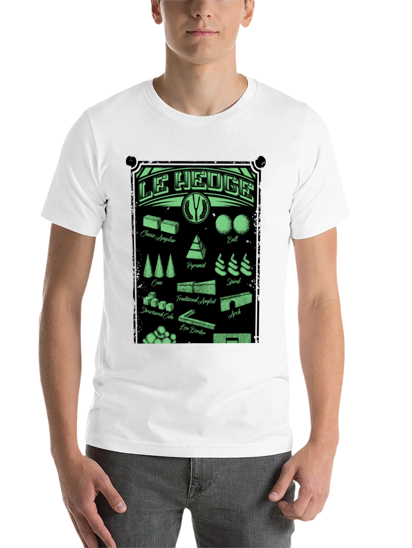 Black Le Hedge T-Shirt: Garden Shape Designs view 14