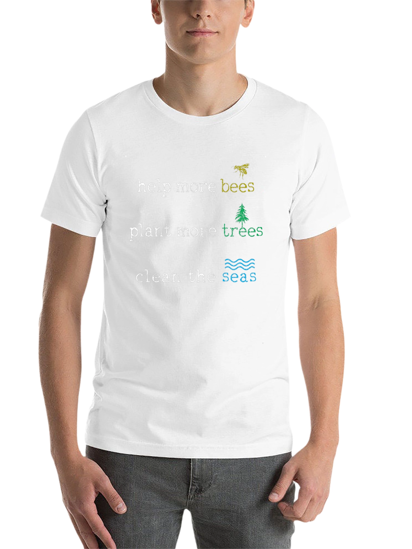 Eco-Friendly Graphic T-Shirt - Help Bees, Plant Trees - 14