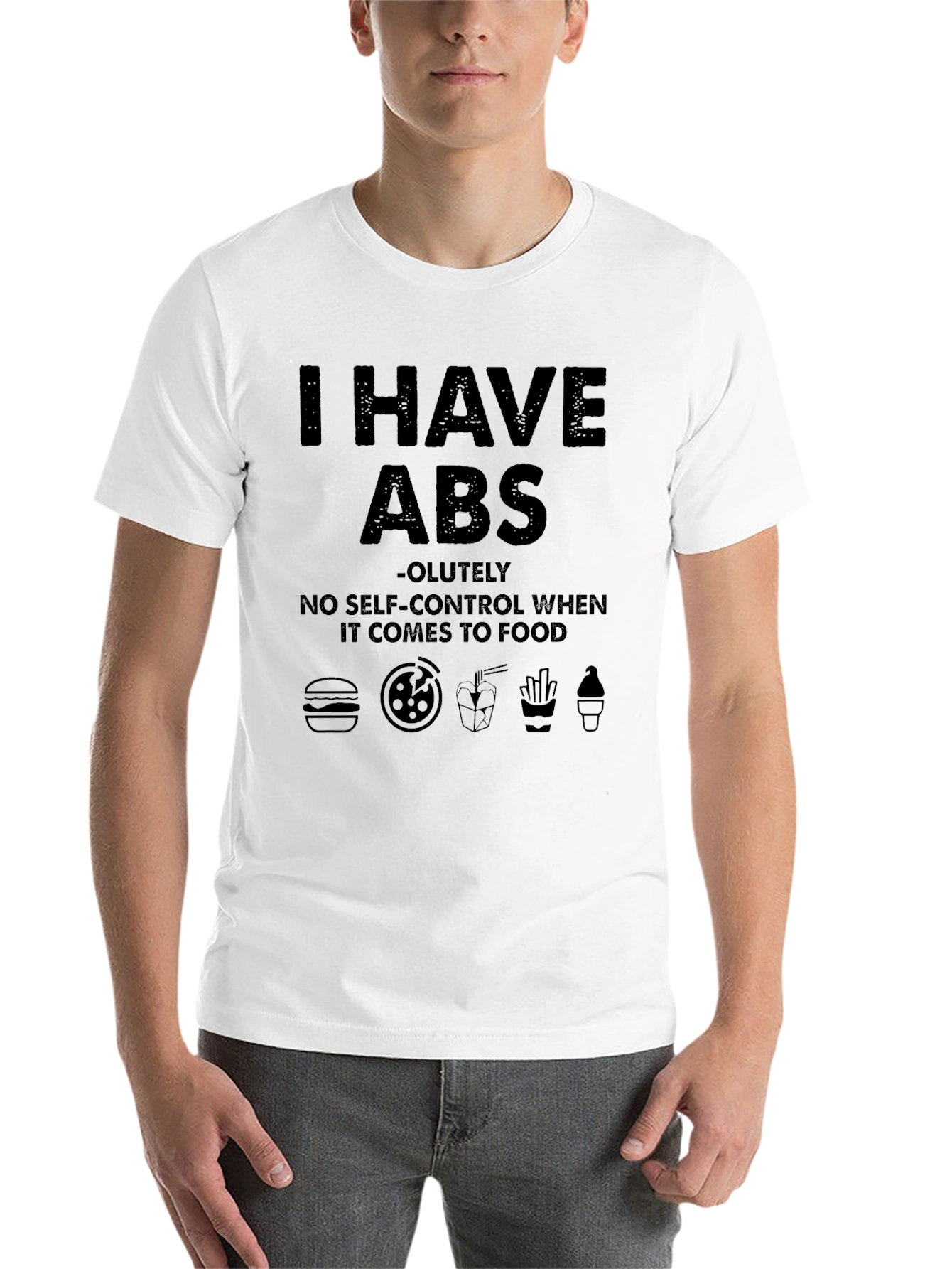 Black Funny 'I Have ABS' Foodie T-Shirt view 14