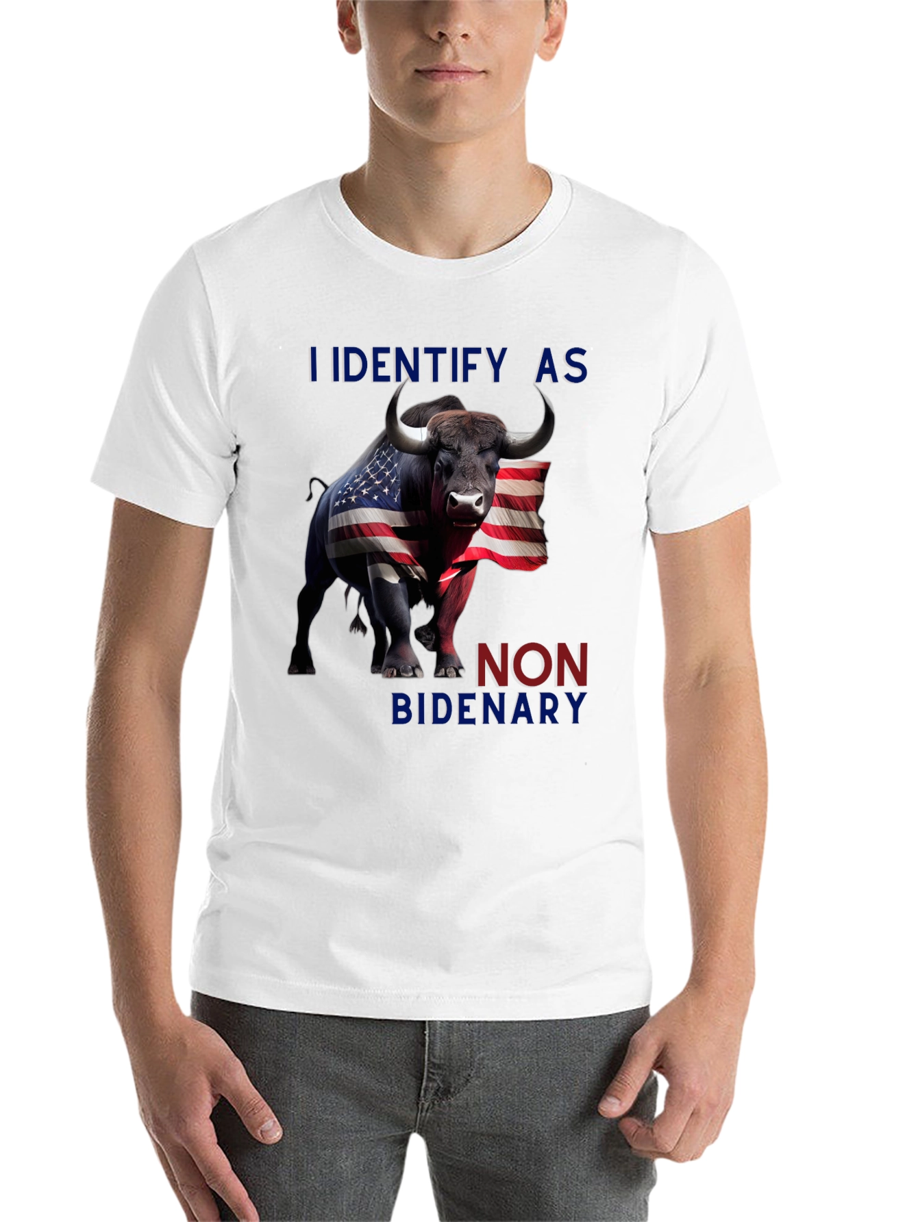 Black I Identify As Non Bidenary T-Shirt view 14