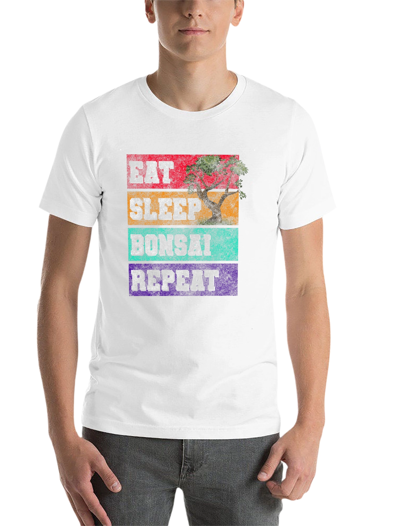 Black Eat Sleep Bonsai Repeat Graphic Tee view 14