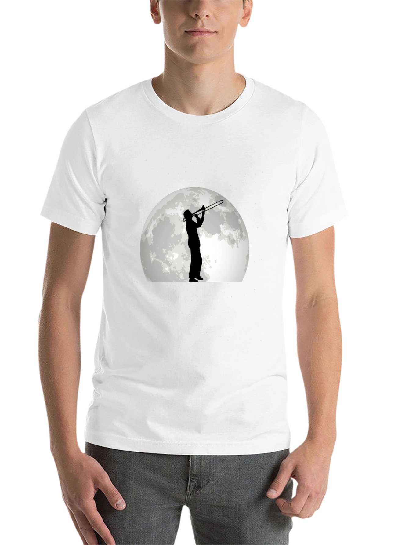 Black Moonlight Trombone Player Graphic Tee view 14