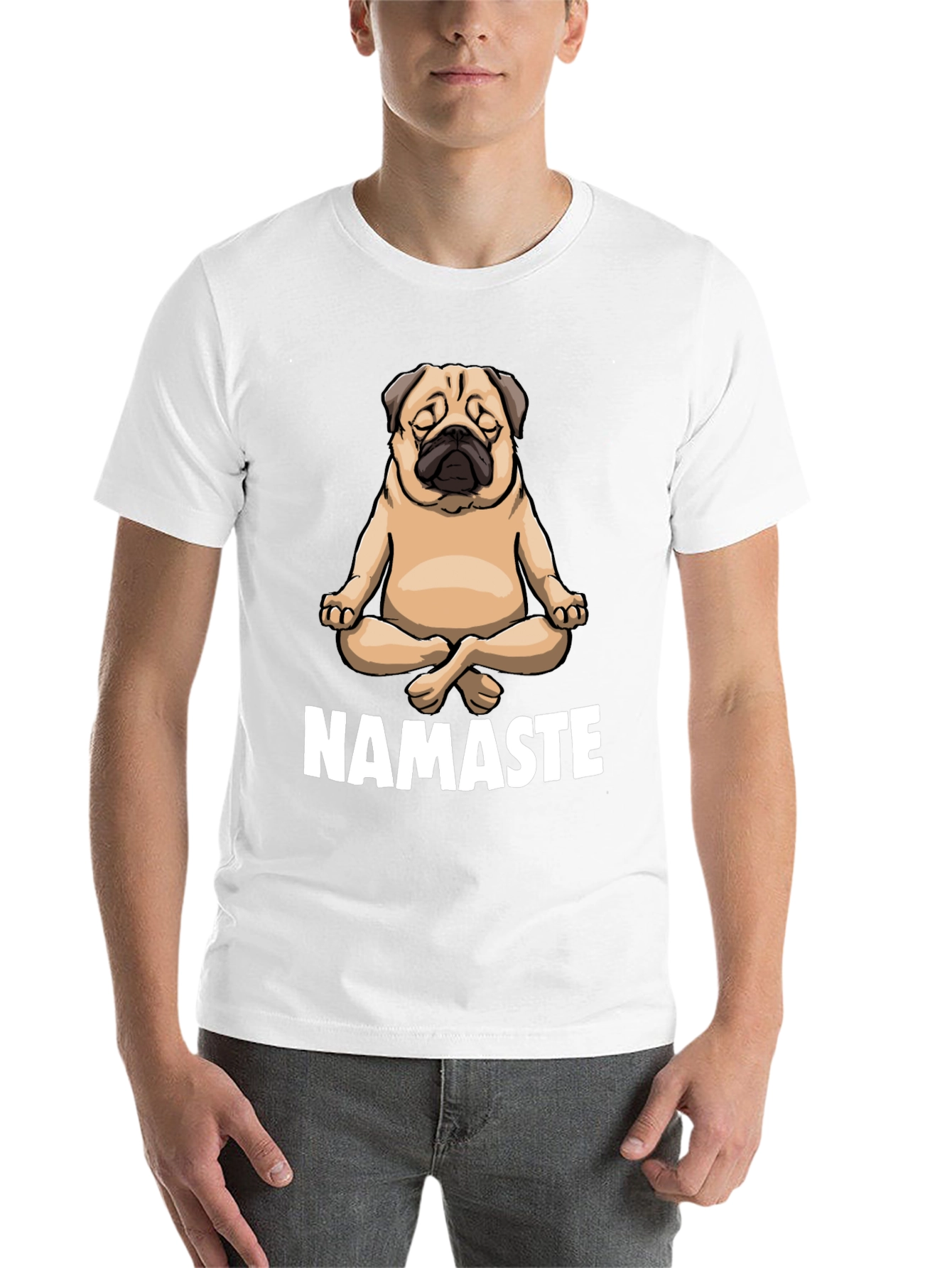 Black Yoga Pug Namaste Black T-Shirt view 14