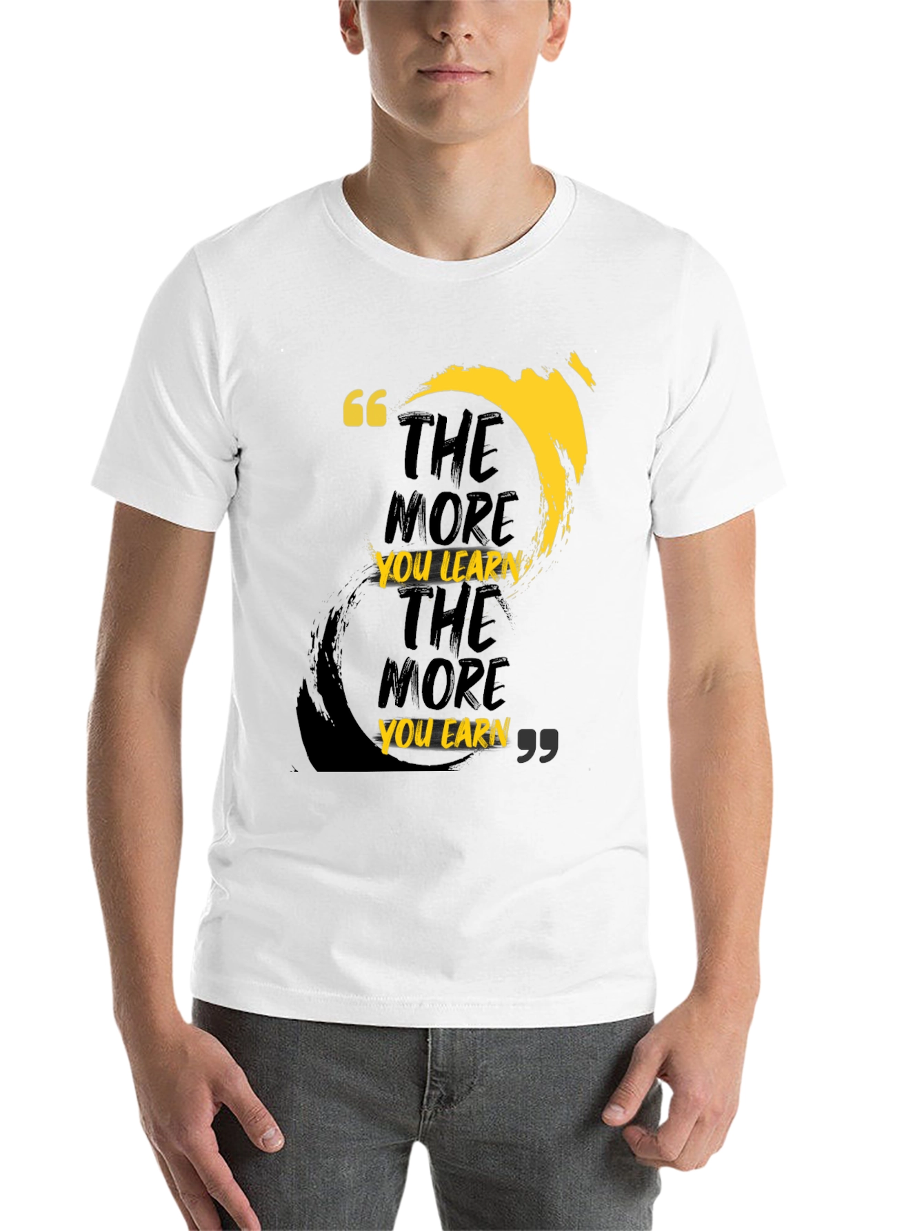 Black Motivational T-Shirt: The More You Learn, The More You Earn view 14