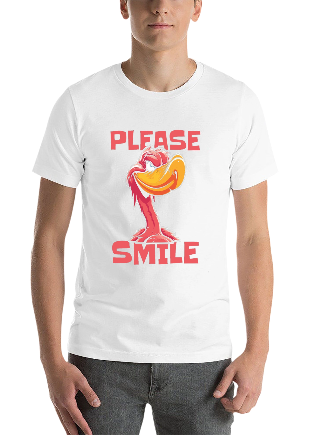 Black Please Smile Cartoon Duck Graphic Tee view 14
