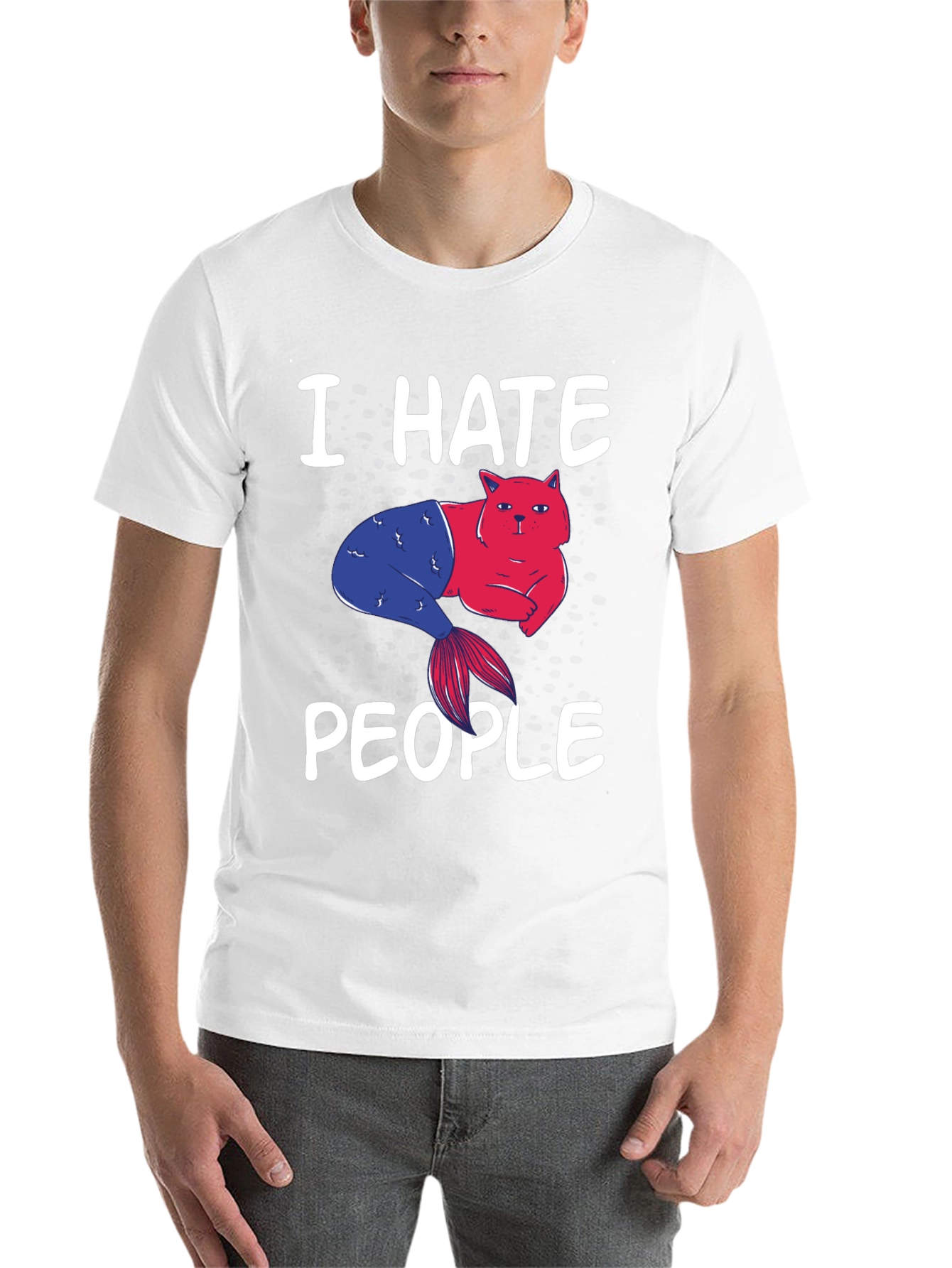 Black I Hate People Cat Mermaid Graphic Tee view 14
