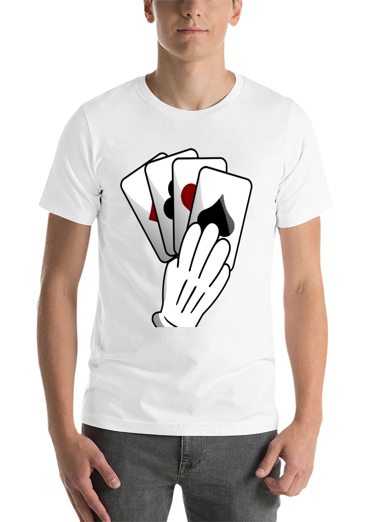 Black Playing Card Hand Black Graphic Tee view 14