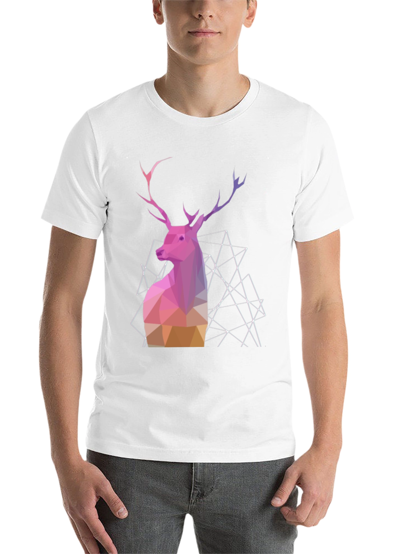 Black Geometric Deer Graphic Tee - Modern Animal Design view 14