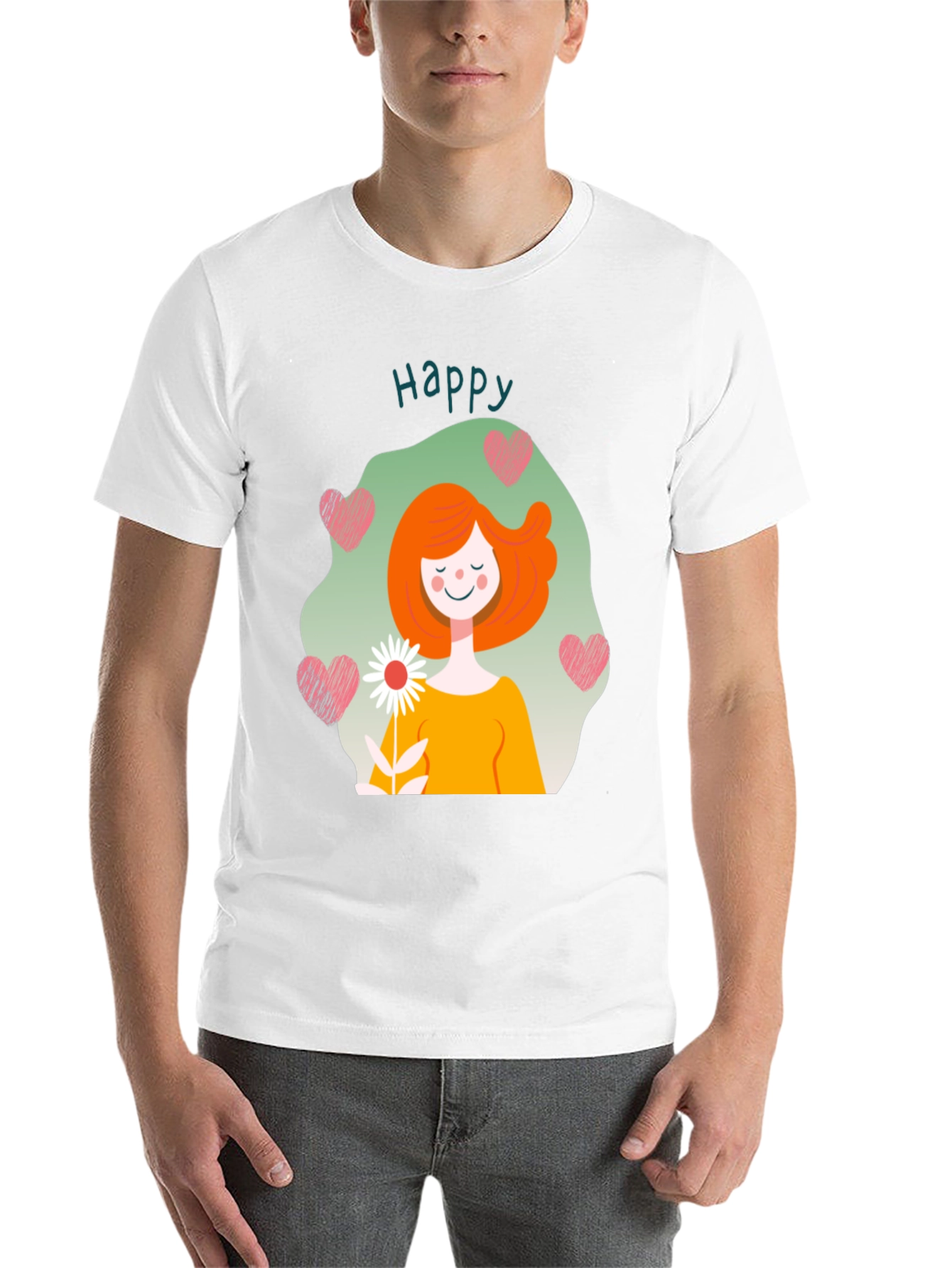 Black Happy Heart Graphic Tee - Men's Black T-Shirt view 14